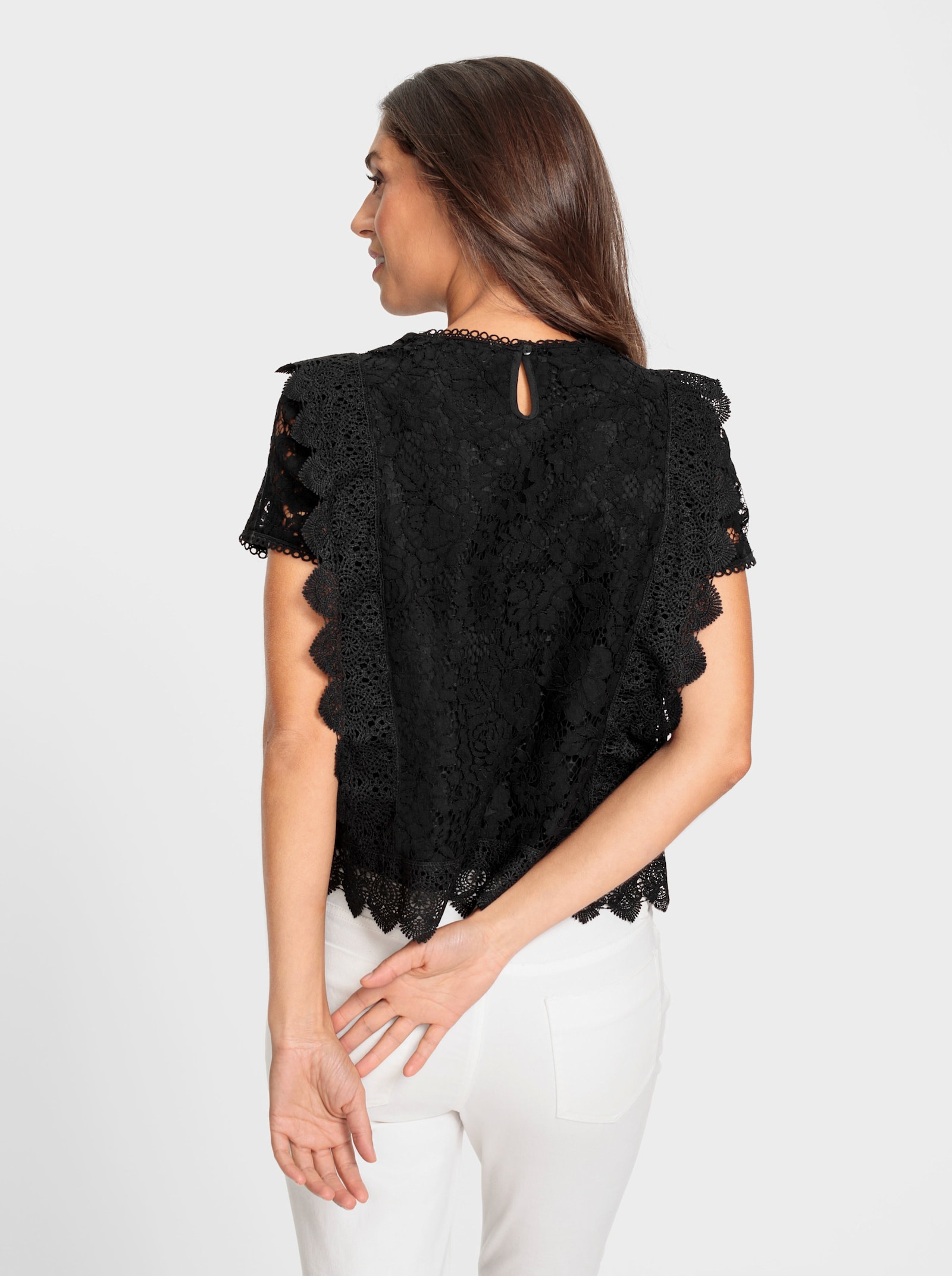 heine Katoenen blouse van gevoerd kant - zwart