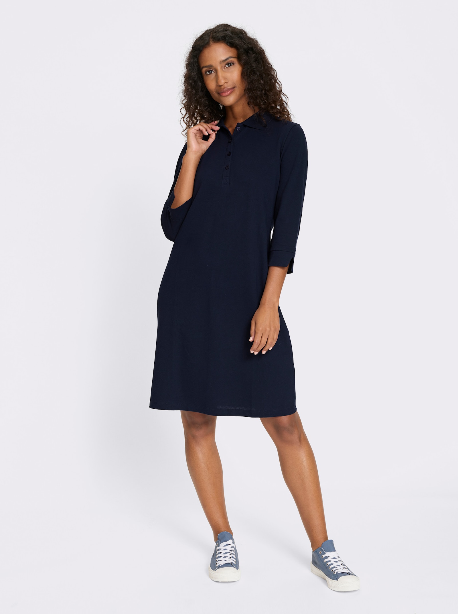 heine Polokleid in gewebter Qualität - marine