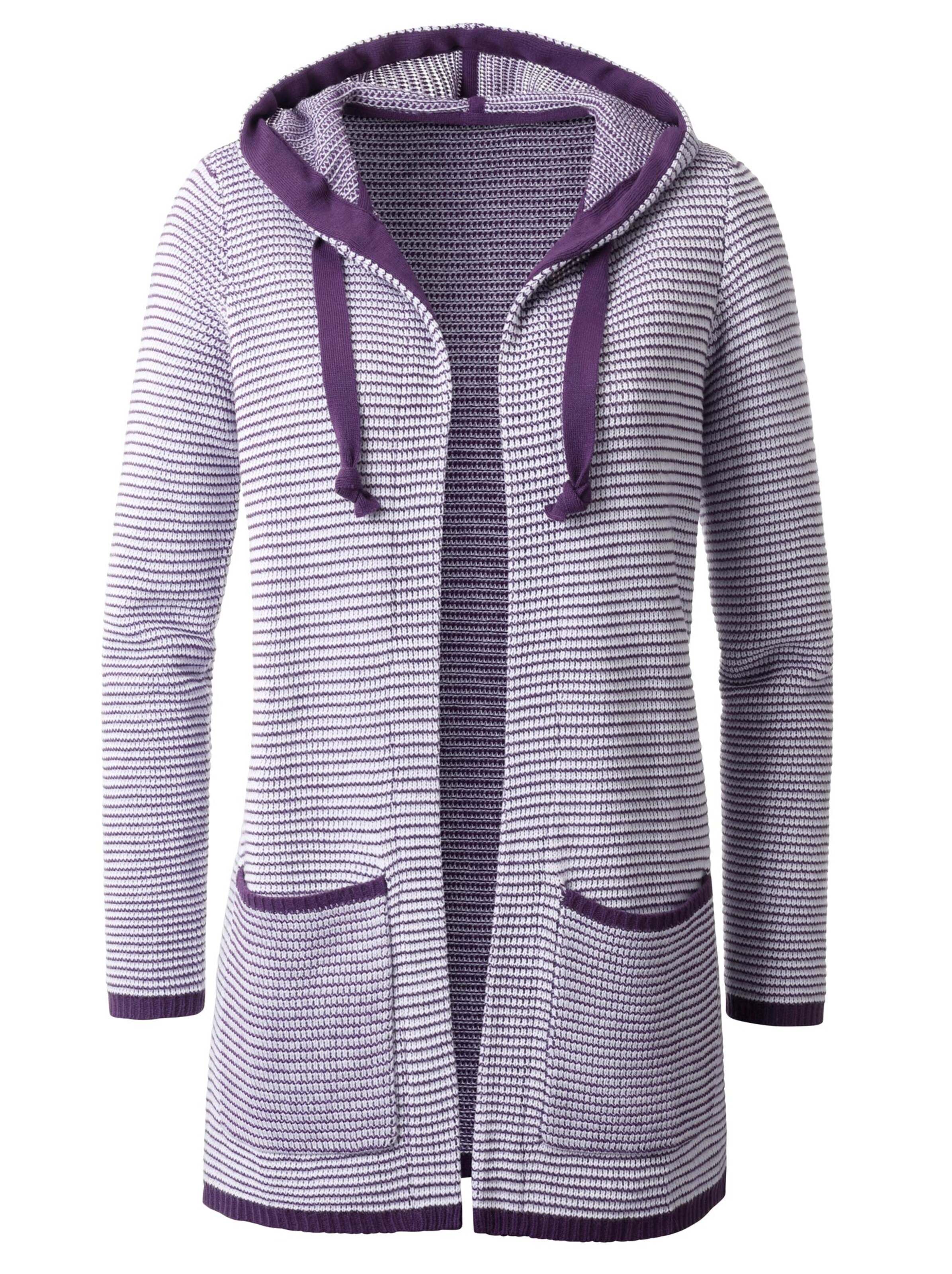 Strickjacke - pflaume-geringelt