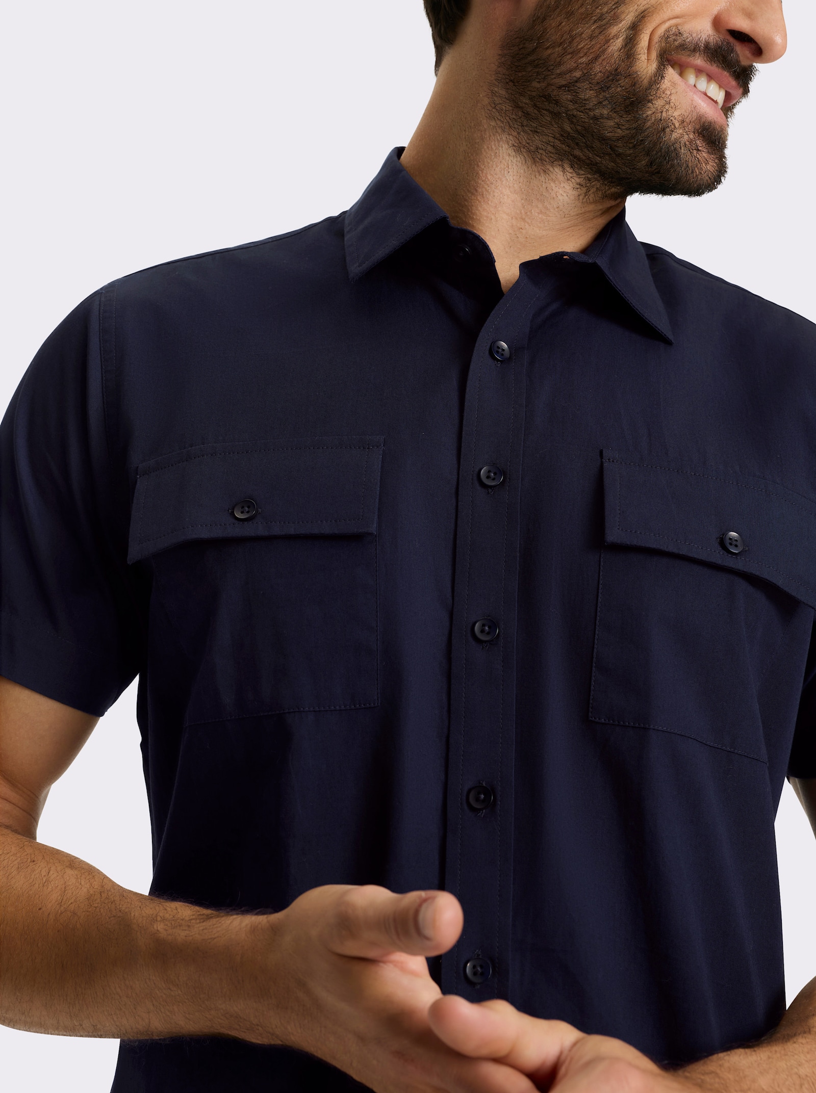 Catamaran Kurzarmhemd mit Pattentaschen - marine
