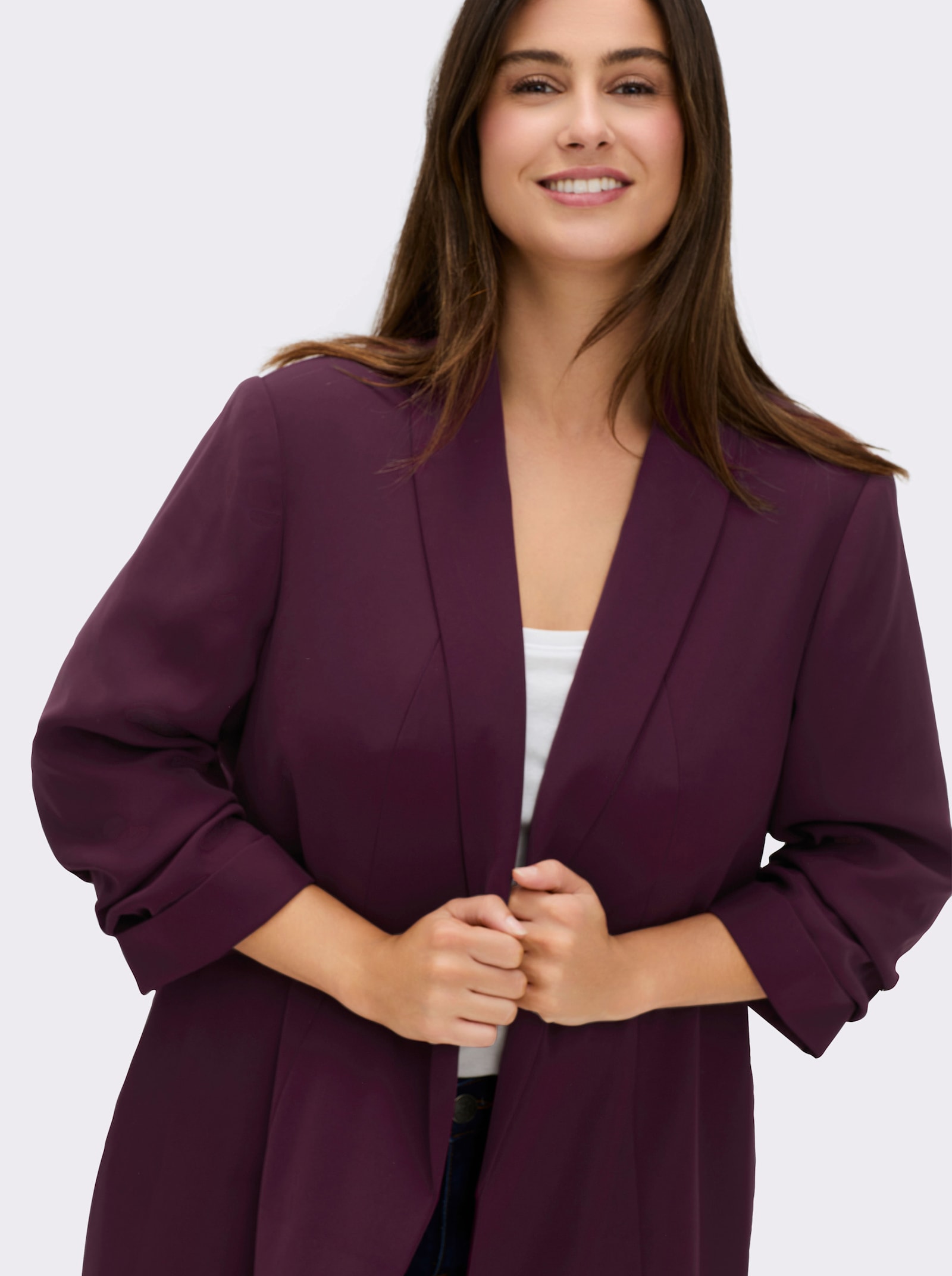 sheego Longblazer mit Schalkragen - burgund