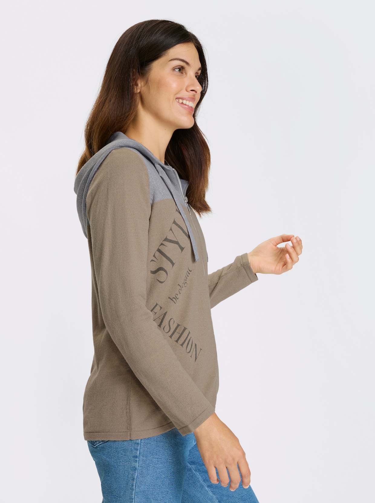 Strickjacke - sesam-steingrau