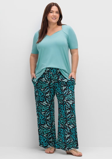 sheego Schlupfhose - tiefblau-bedruckt