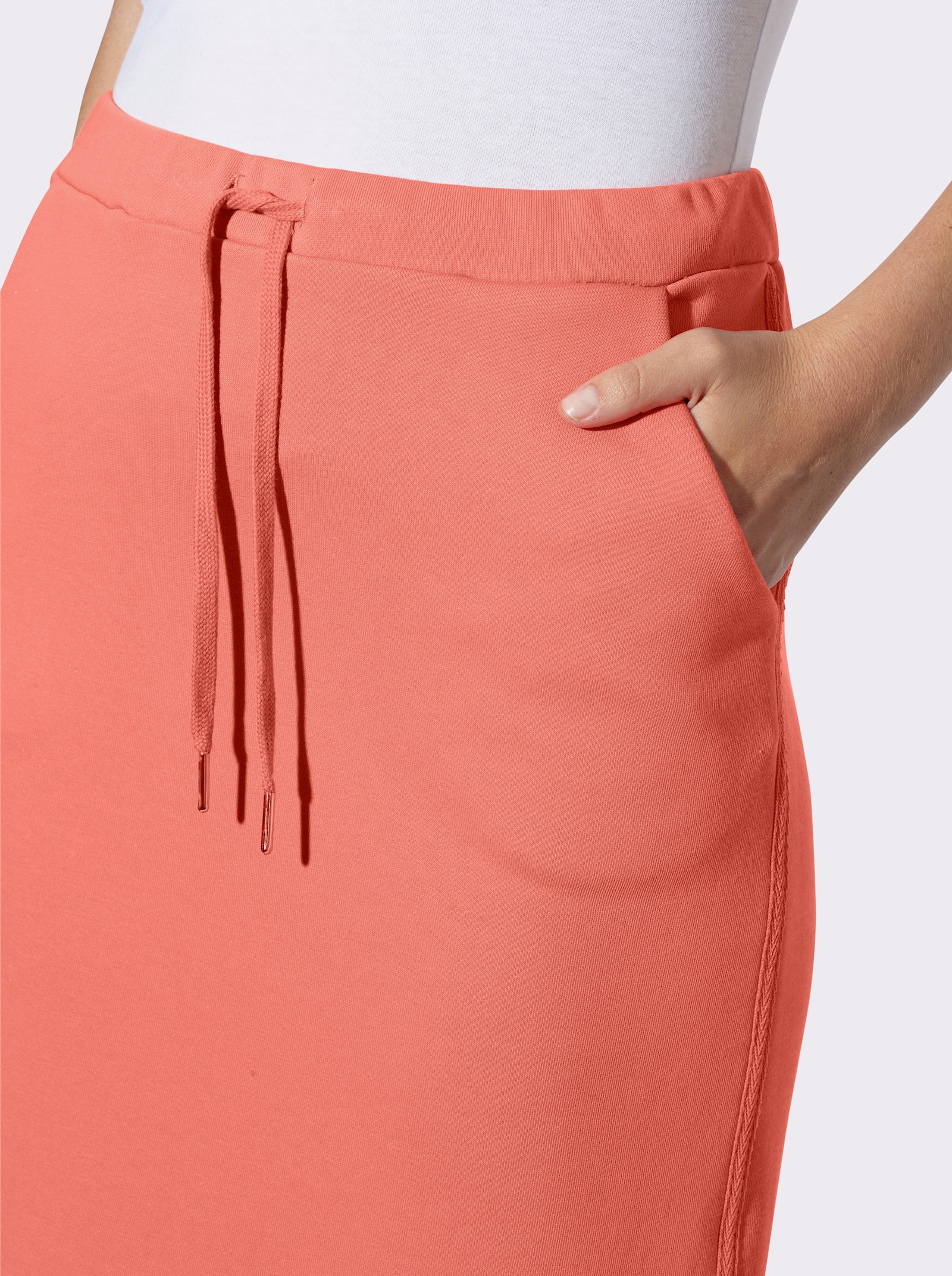 heine Sweatrock mit seitlichen Zierstreifen - koralle