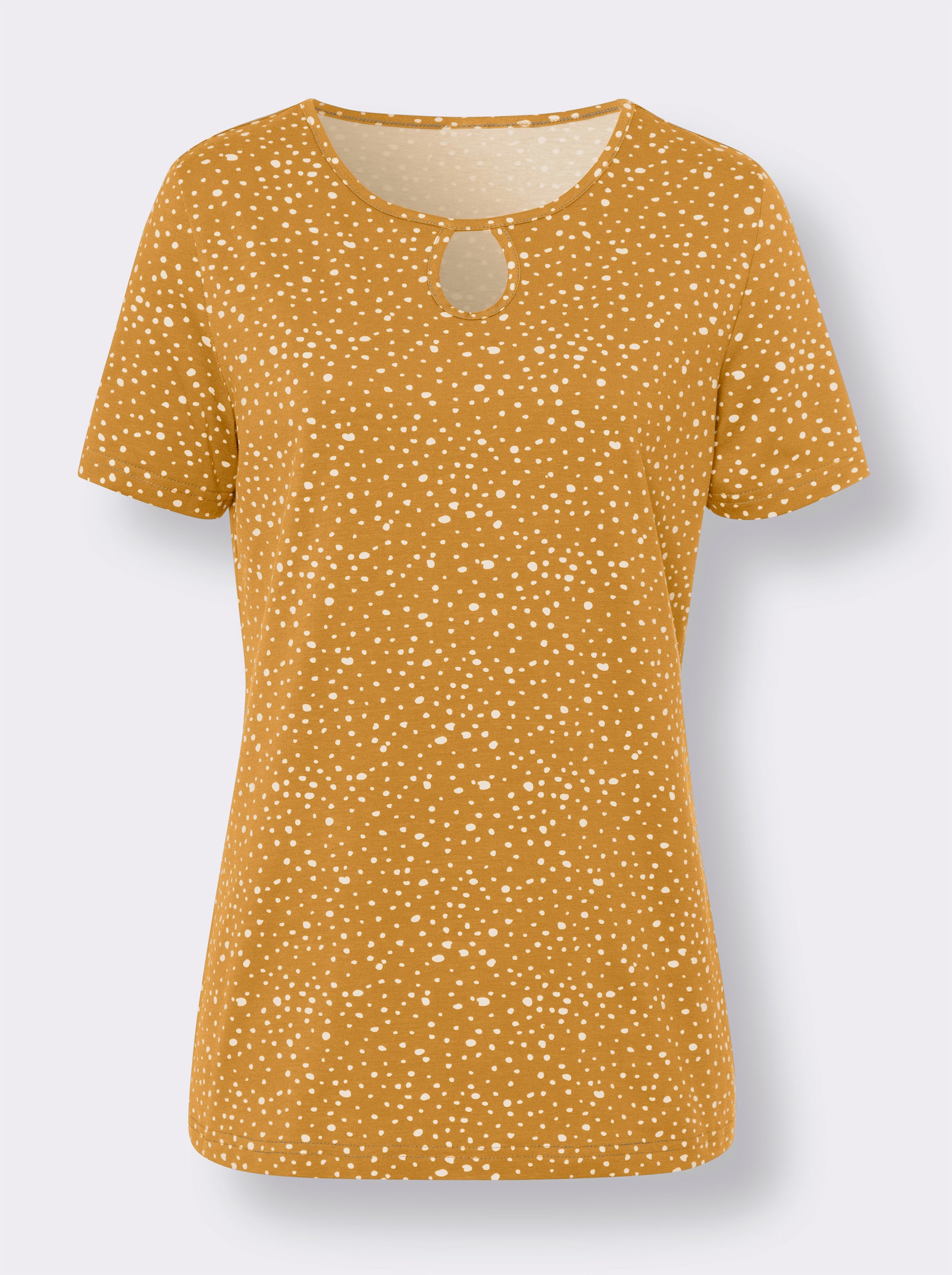 heine Print-Shirt mit Cut-out-Effekten - ocker-ecru-bedruckt