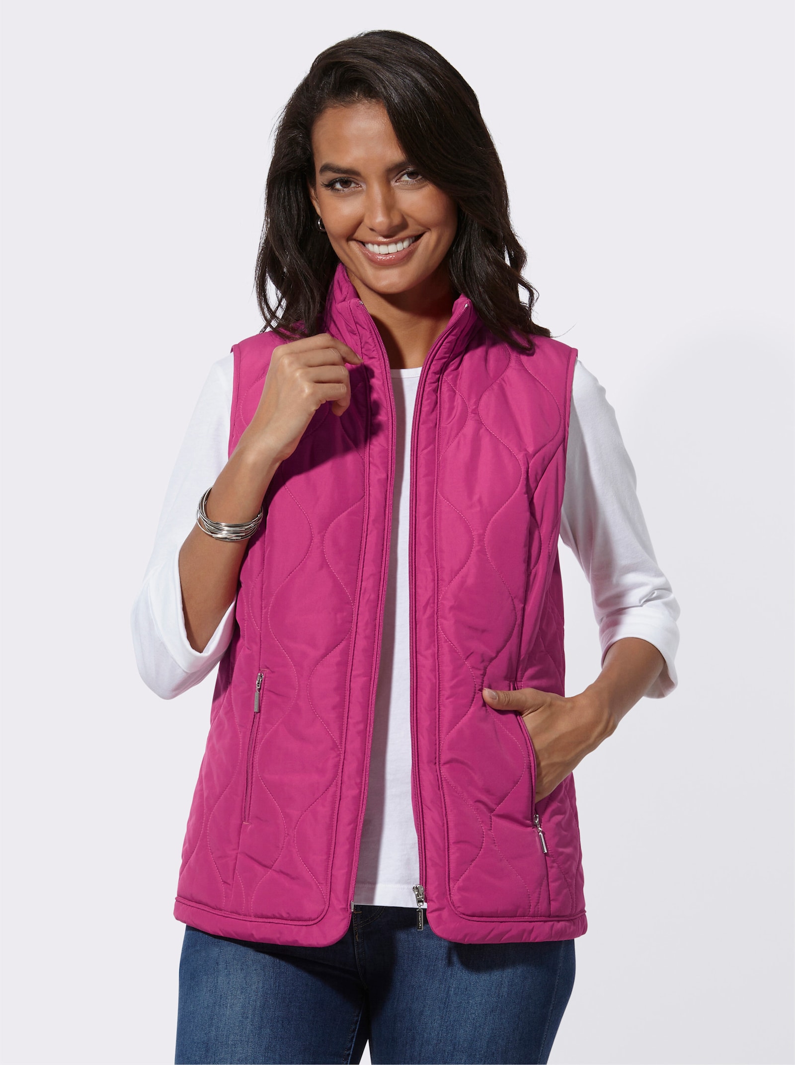 Steppweste im Wellenmuster - fuchsia