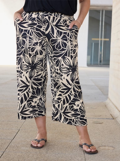 sheego Druckhose In Culotte-Form - schwarz-sand-bedruckt