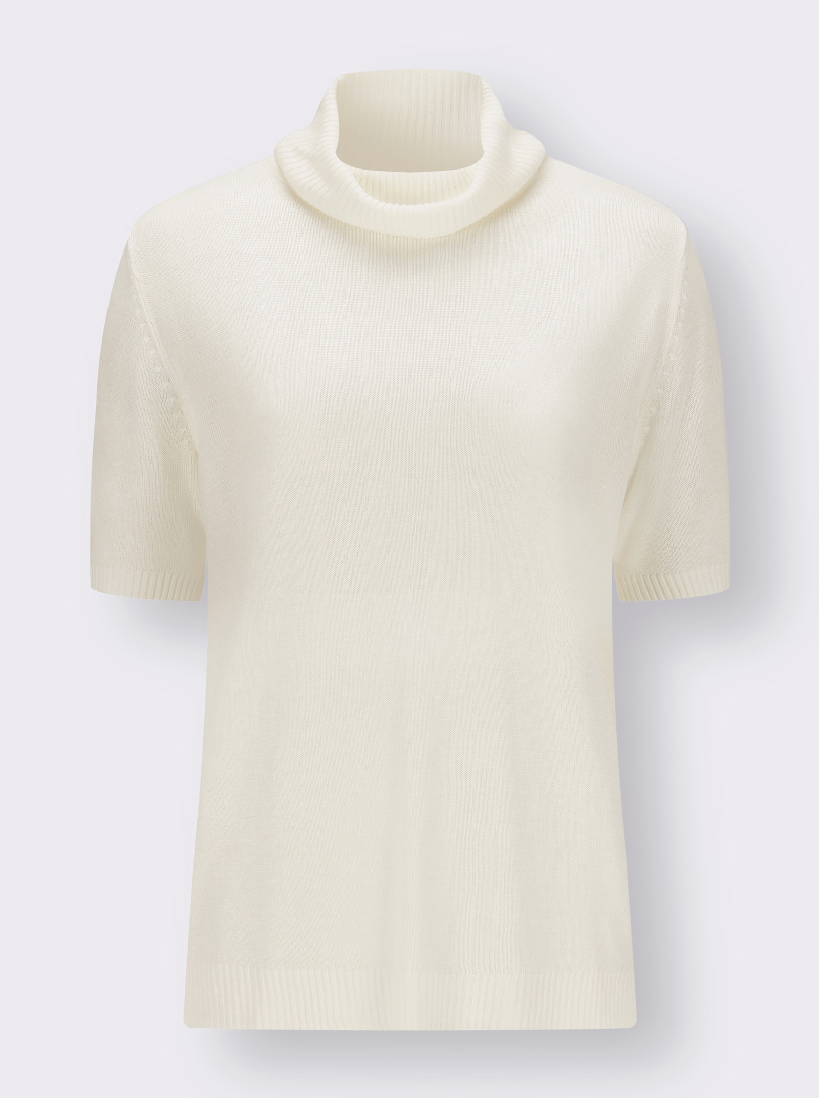 Rollkragenpullover mit Kurzarm - ecru