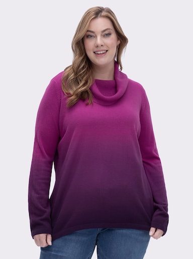 Rollkragenpullover in Longform, mit Farbverlauf - magenta-traube