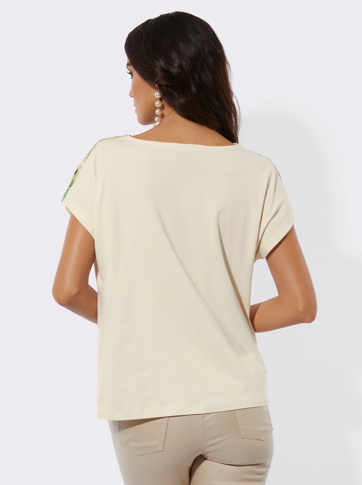 Wasserfallshirt - champagner-pistazie-bedruckt