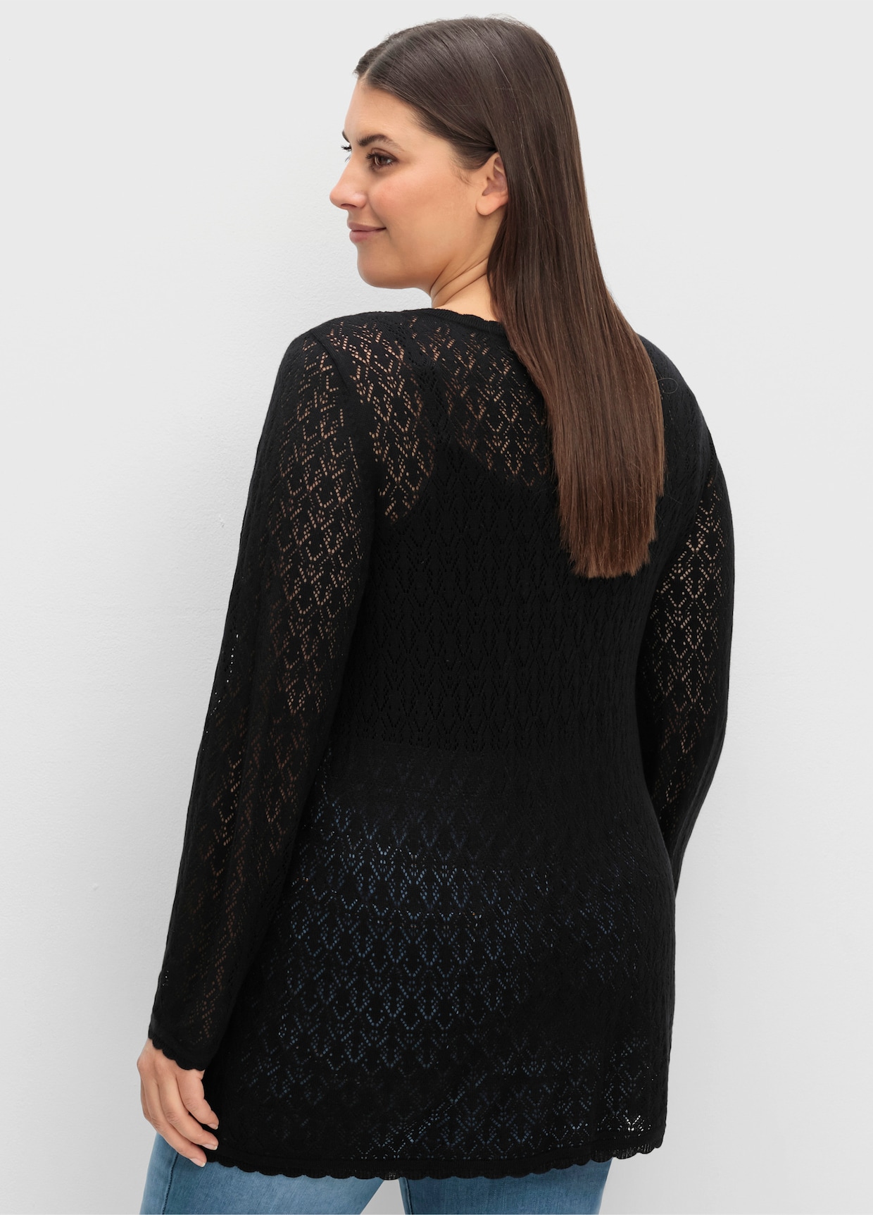 sheego Ajourpullover - zwart