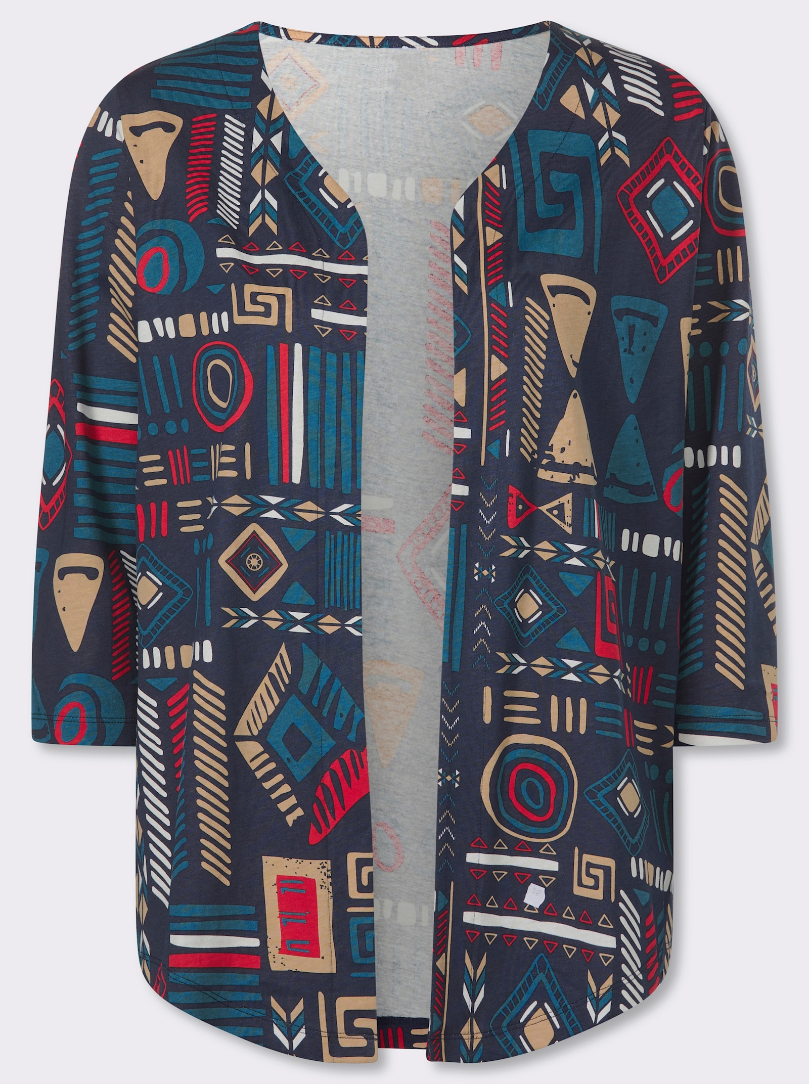 Shirtjacke mit zipfeligem Saum - marine-topas-bedruckt