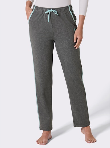 feel good Dehnbund-Hose mit Kontrast-Details - anthrazit-meliert-mint