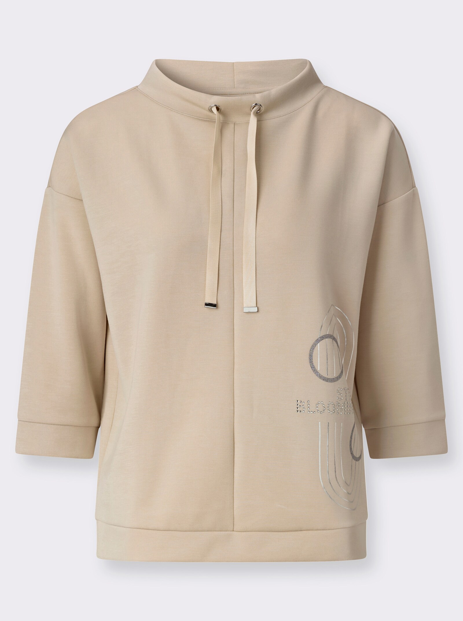 Sweatshirt mit glänzendem Druck - sand