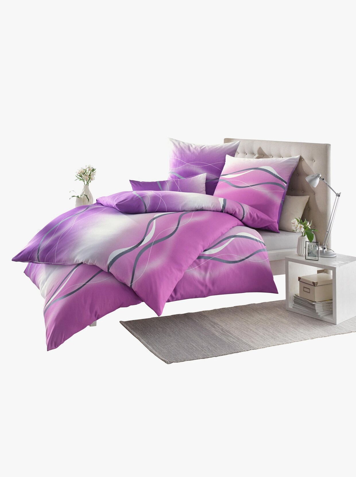 Bierbaum Bedtextiel - zilvergrijs/roze