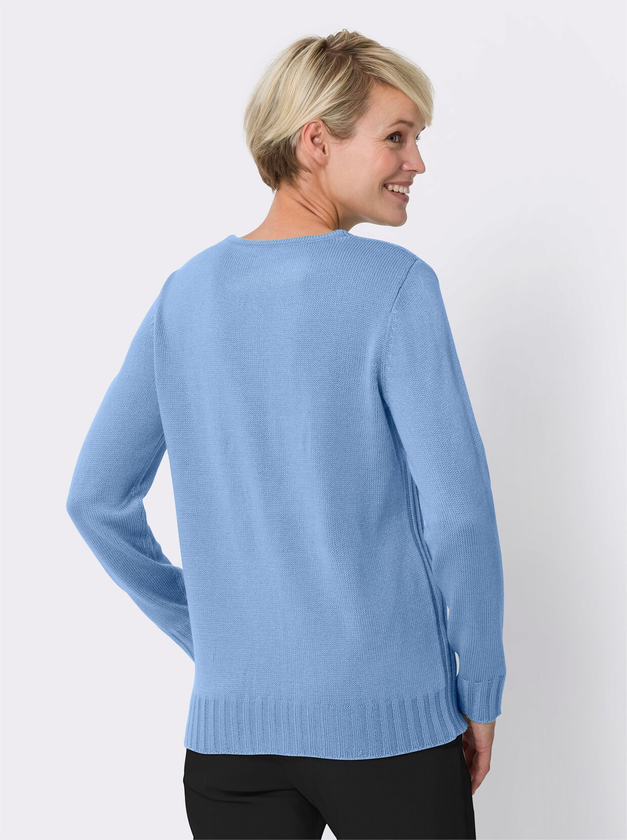 Langarm-Pullover - himmelblau