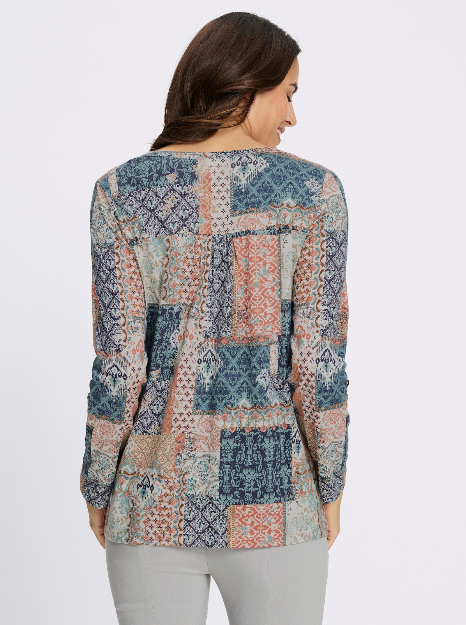 Tunikashirt mit Biesenverzierung - jade-terra-bedruckt