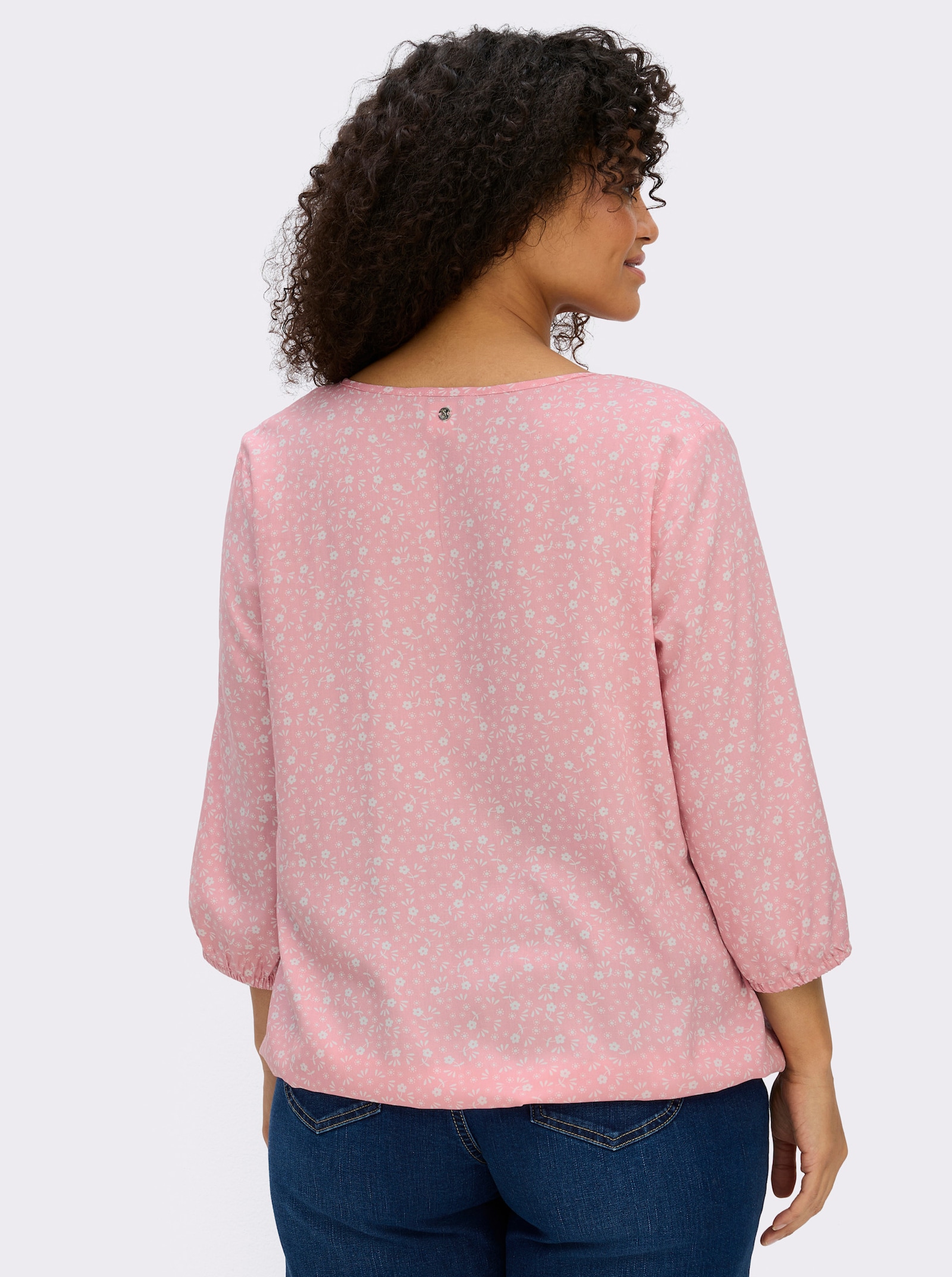 sheego Tunika mit Bindebändern - rosenquarz-ecru-bedruckt