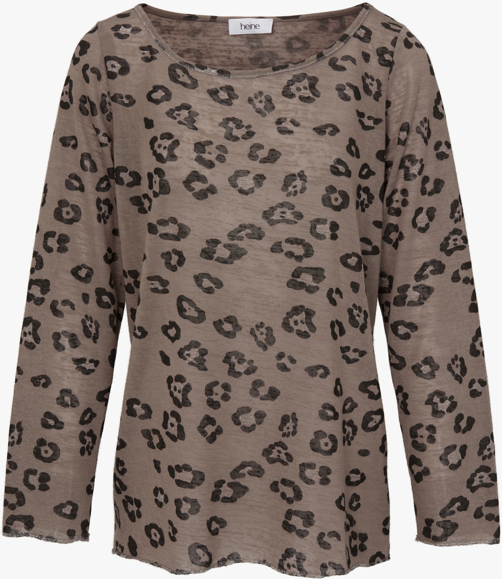 heine T-shirt à manches longues avec motif léopard - taupe
