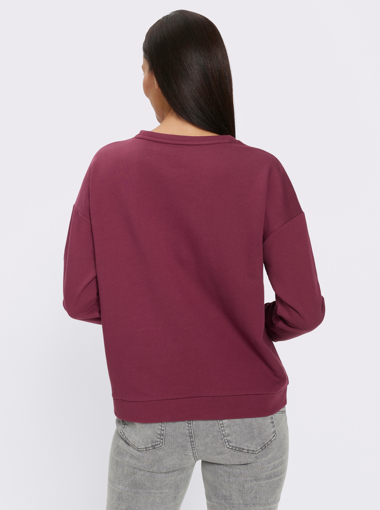 heine Sweatshirt mit Ziersteinchen - bordeaux