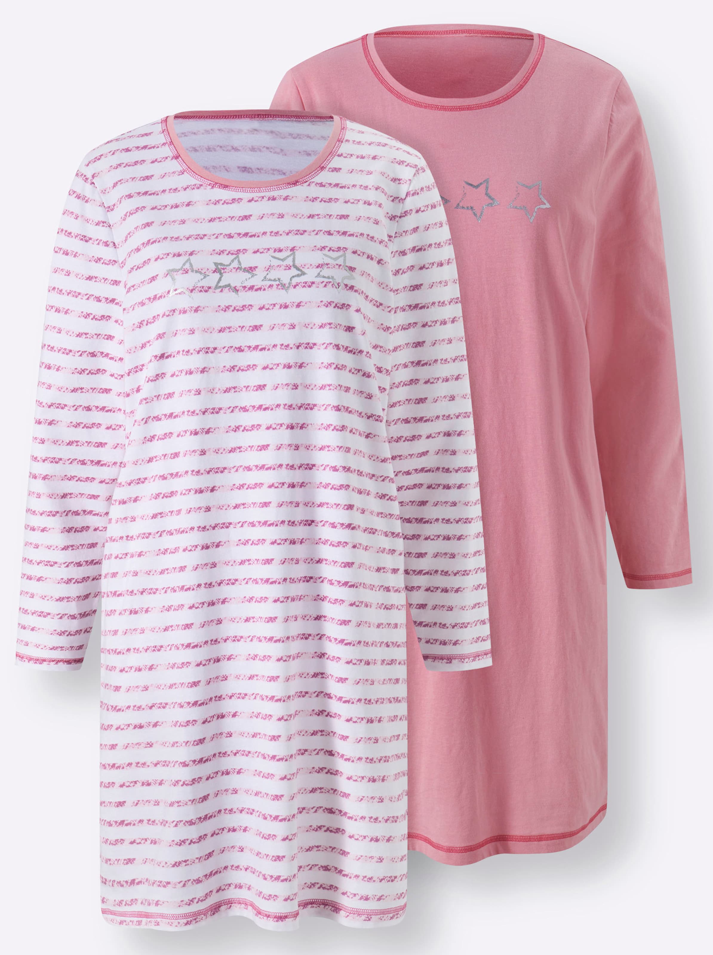 Wäschepur Damen Lila Nachthemd "Langarm-Sleepshirts", Gr. 40/42, Normalgrößen, (Erika, Erika, Gestreift), 100% Baumwolle, Meliert:95% Baumwolle, 5... - Bild 2