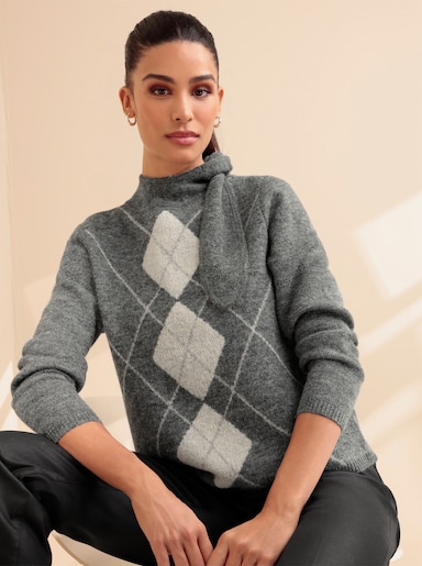 heine Jacquardpullover mit Rautenmuster - anthrazit-sand-gemustert
