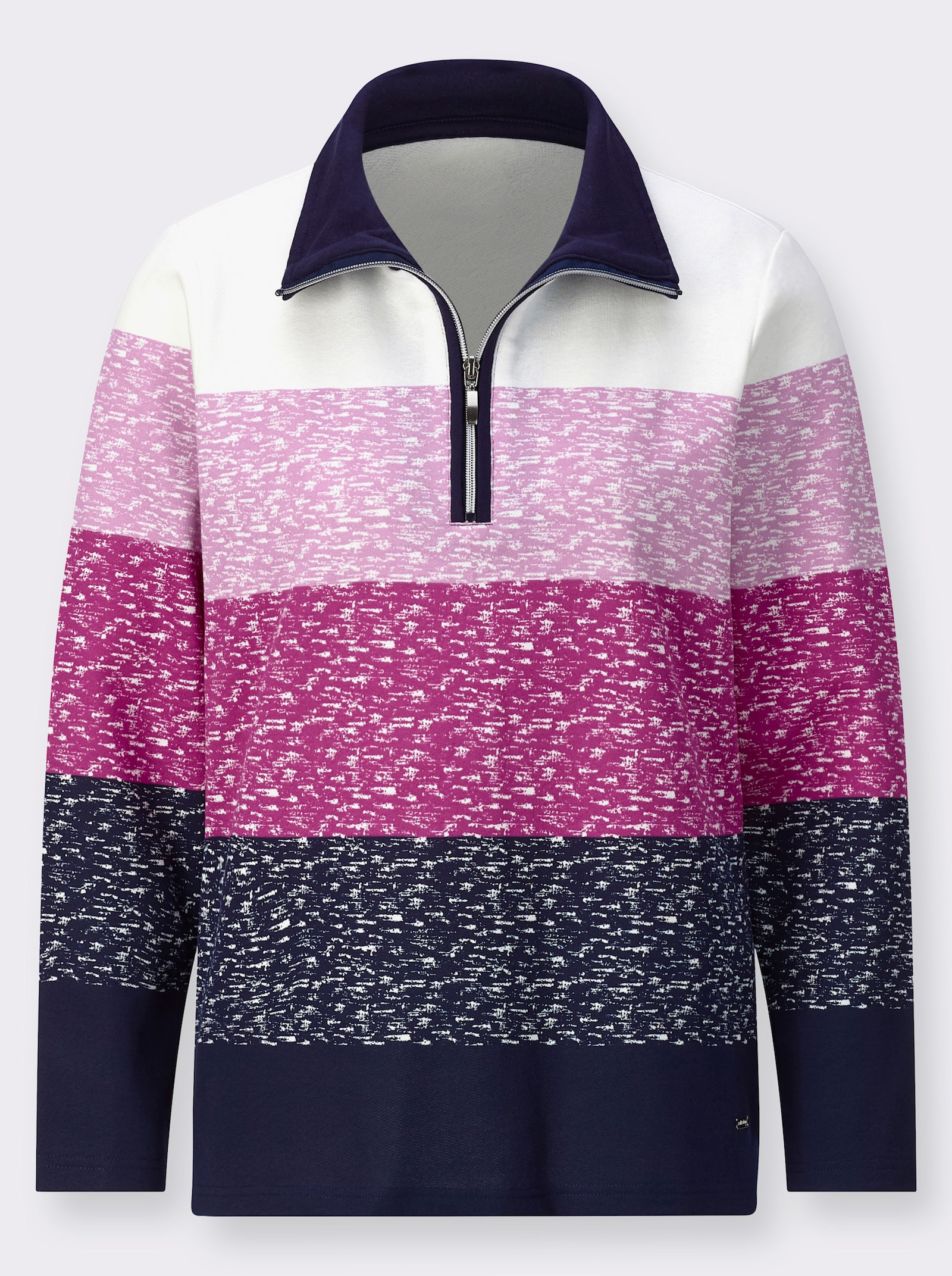 Sweatshirt mit Ringel-Druck - magenta-marine