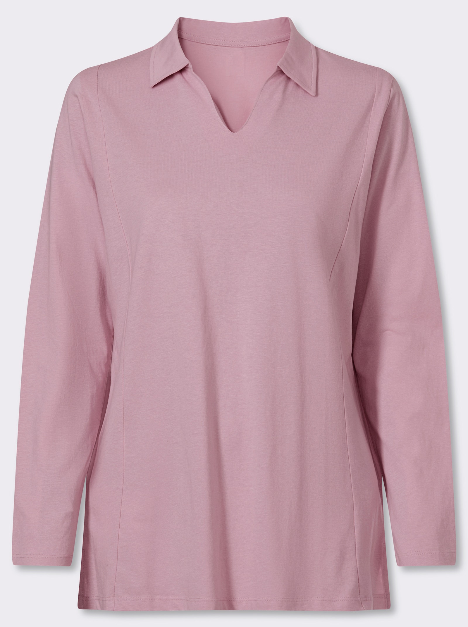 Poloshirt mit Seitenschlitzen - rosé