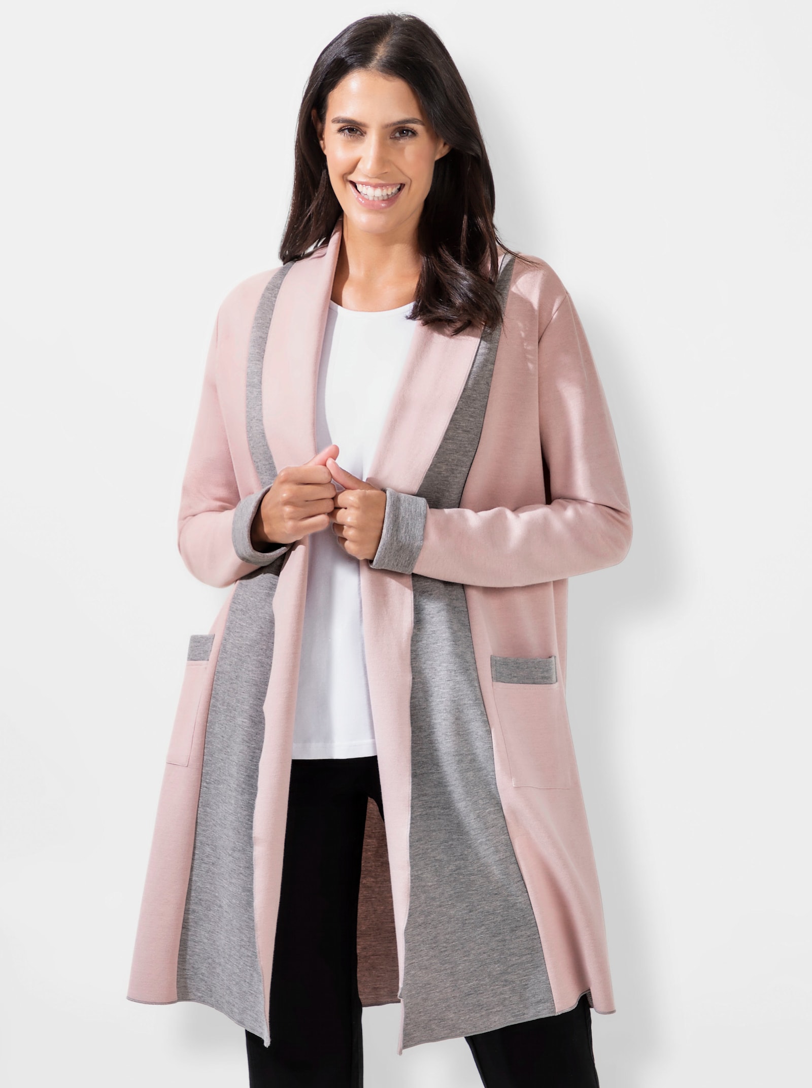 Shirtjacke in Interlock-Jersey-Qualität - altrosé-grau-meliert