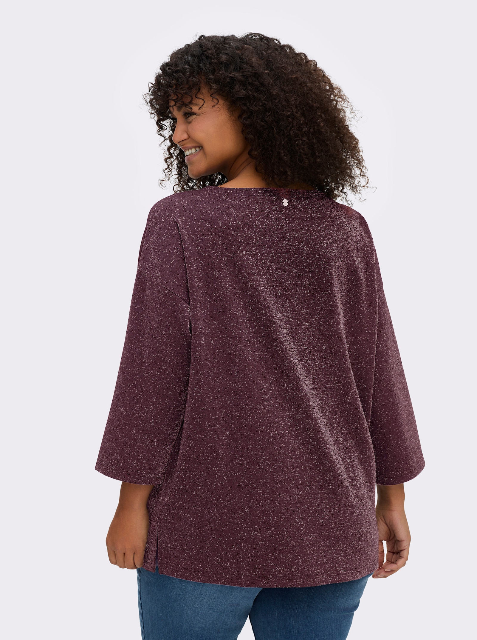 sheego Sweatshirt aus Glitzergarn - burgund