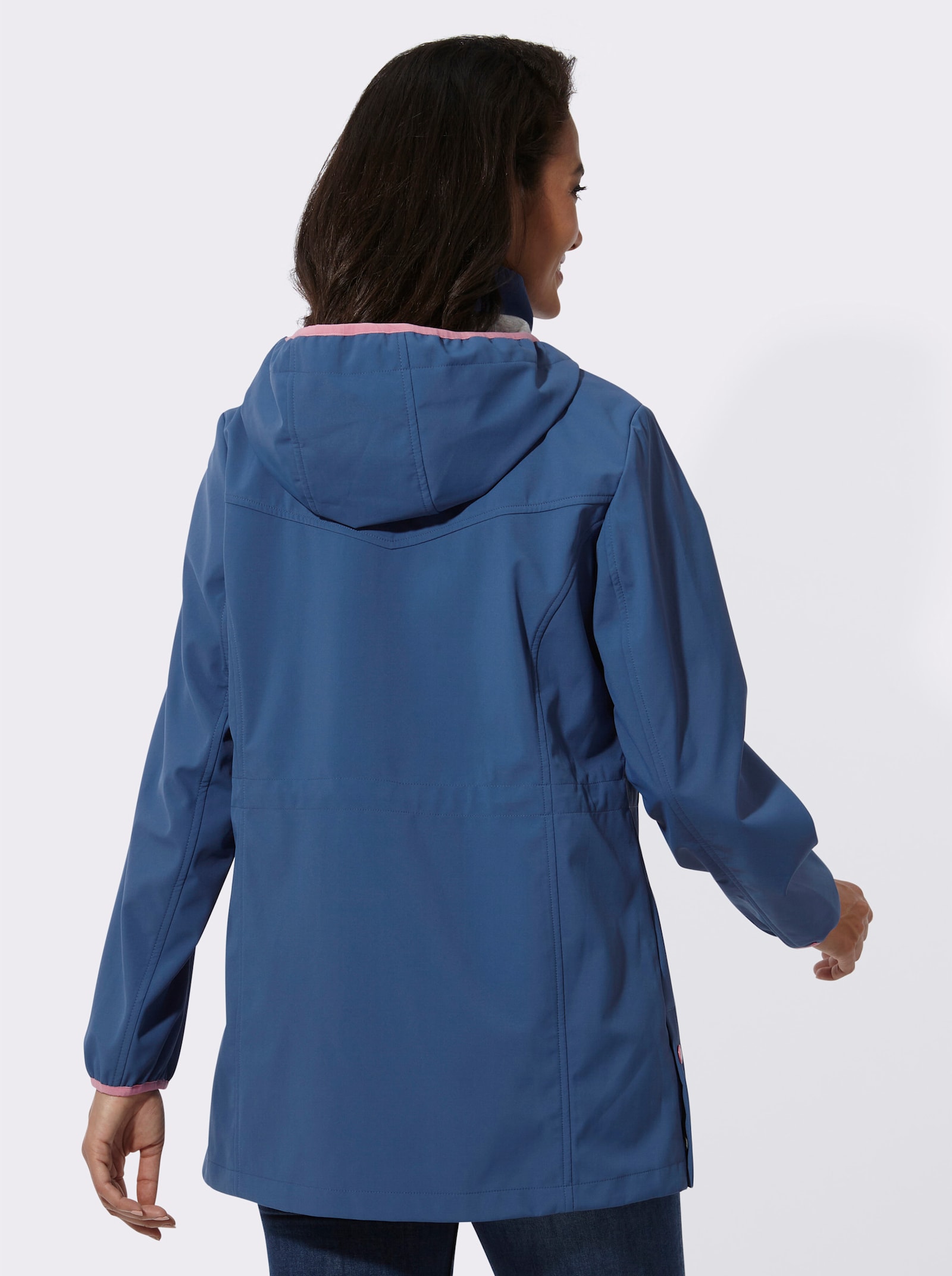 Softshelljacke mit abnehmbarer Kapuze - jeansblau