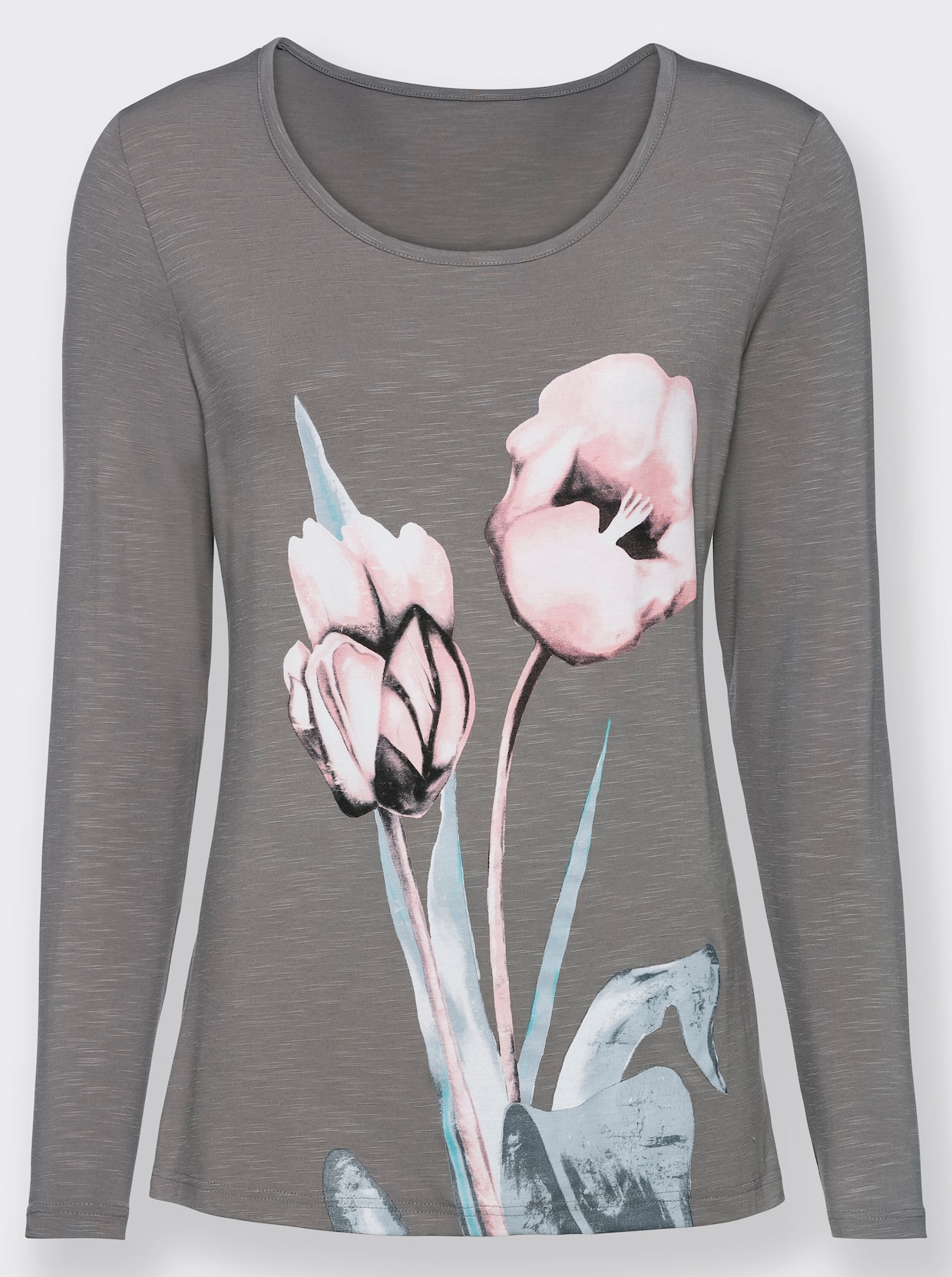 Print-Shirt - grau-gemustert