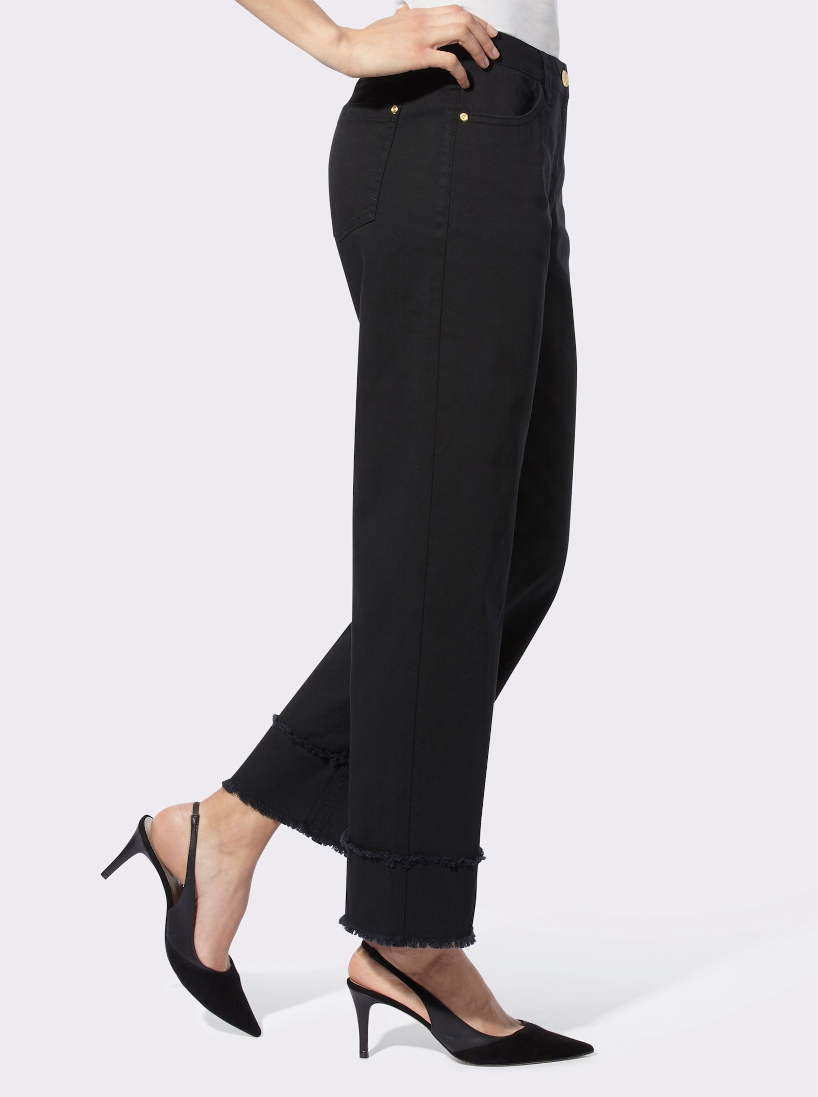 heine 7/8-Jeans mit aufgesetzten Gesäßtaschen - schwarz