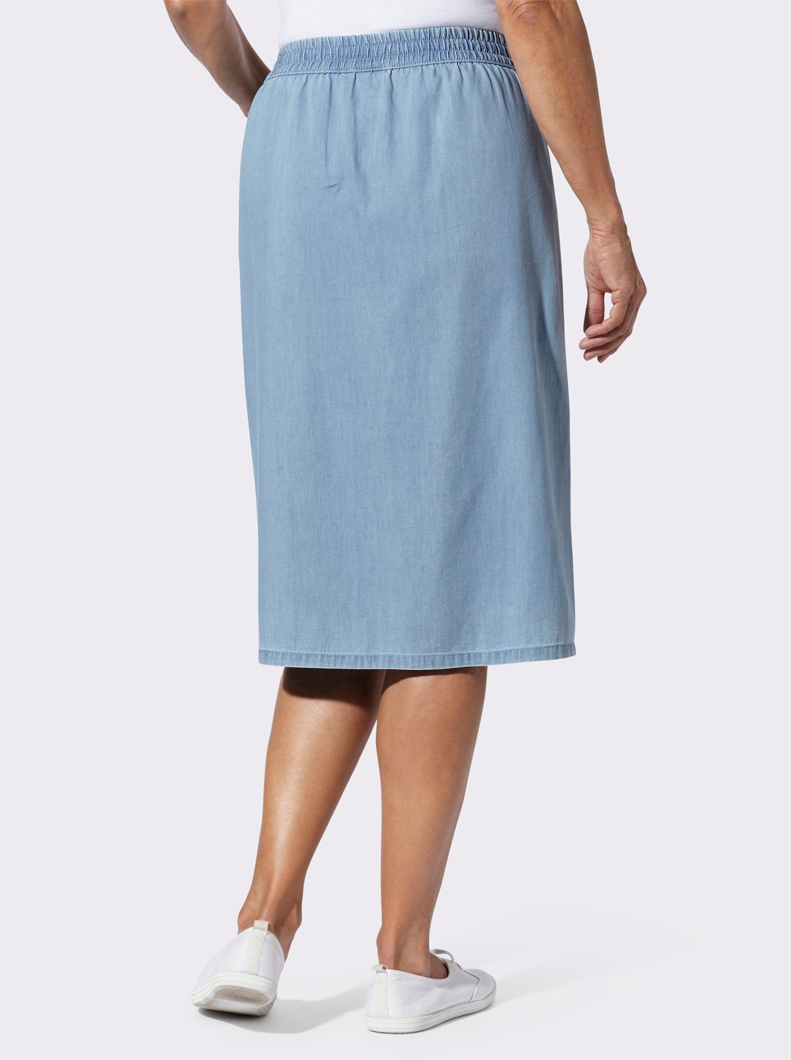 Jeansrock mit dekorativen Knöpfen - blue-bleached