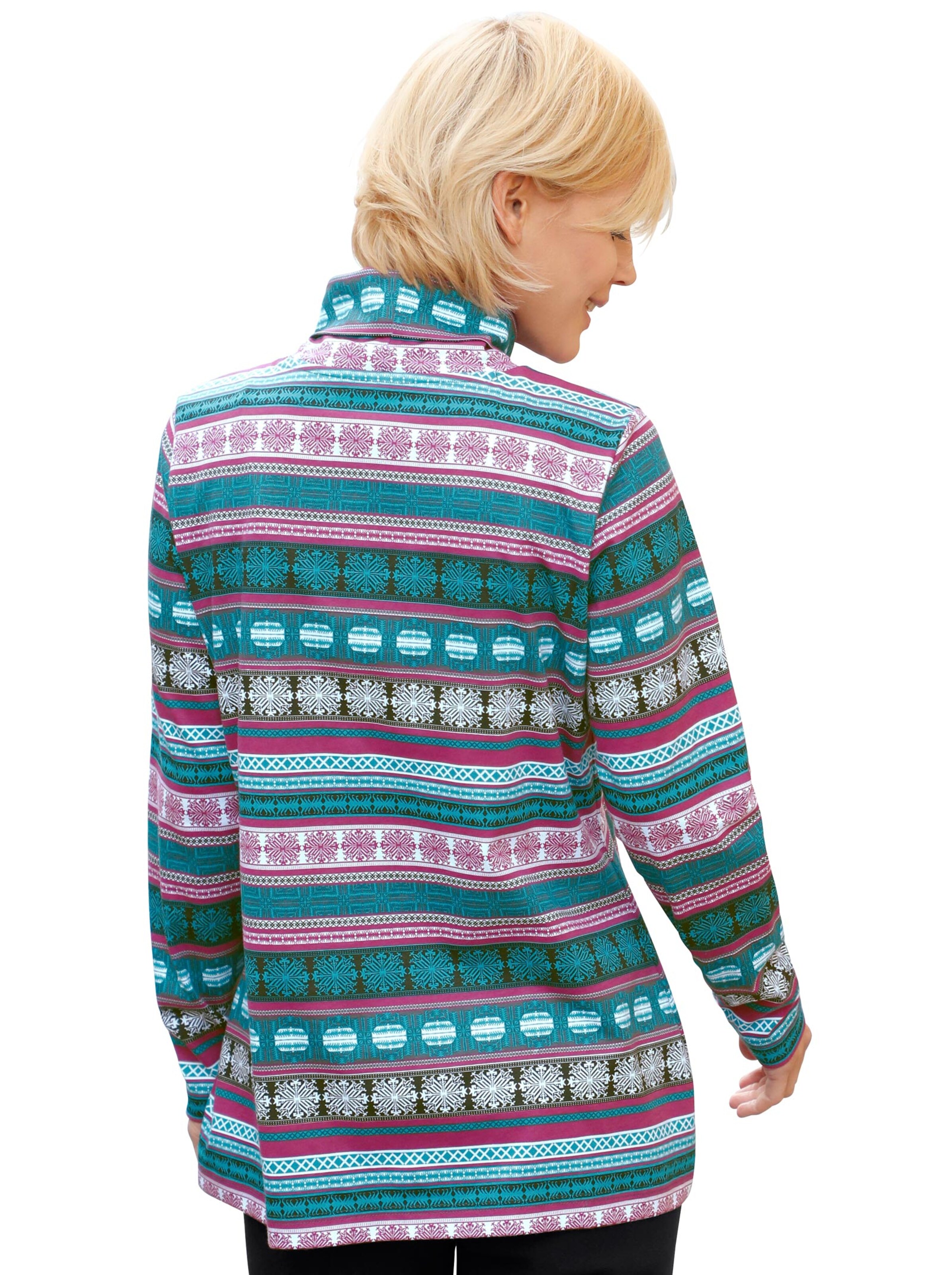 Shirt - fuchsia-petrol-gemustert