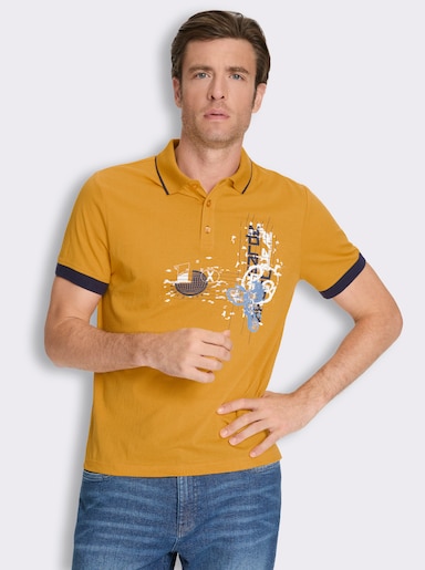 Poloshirt mit Print - ocker-bedruckt