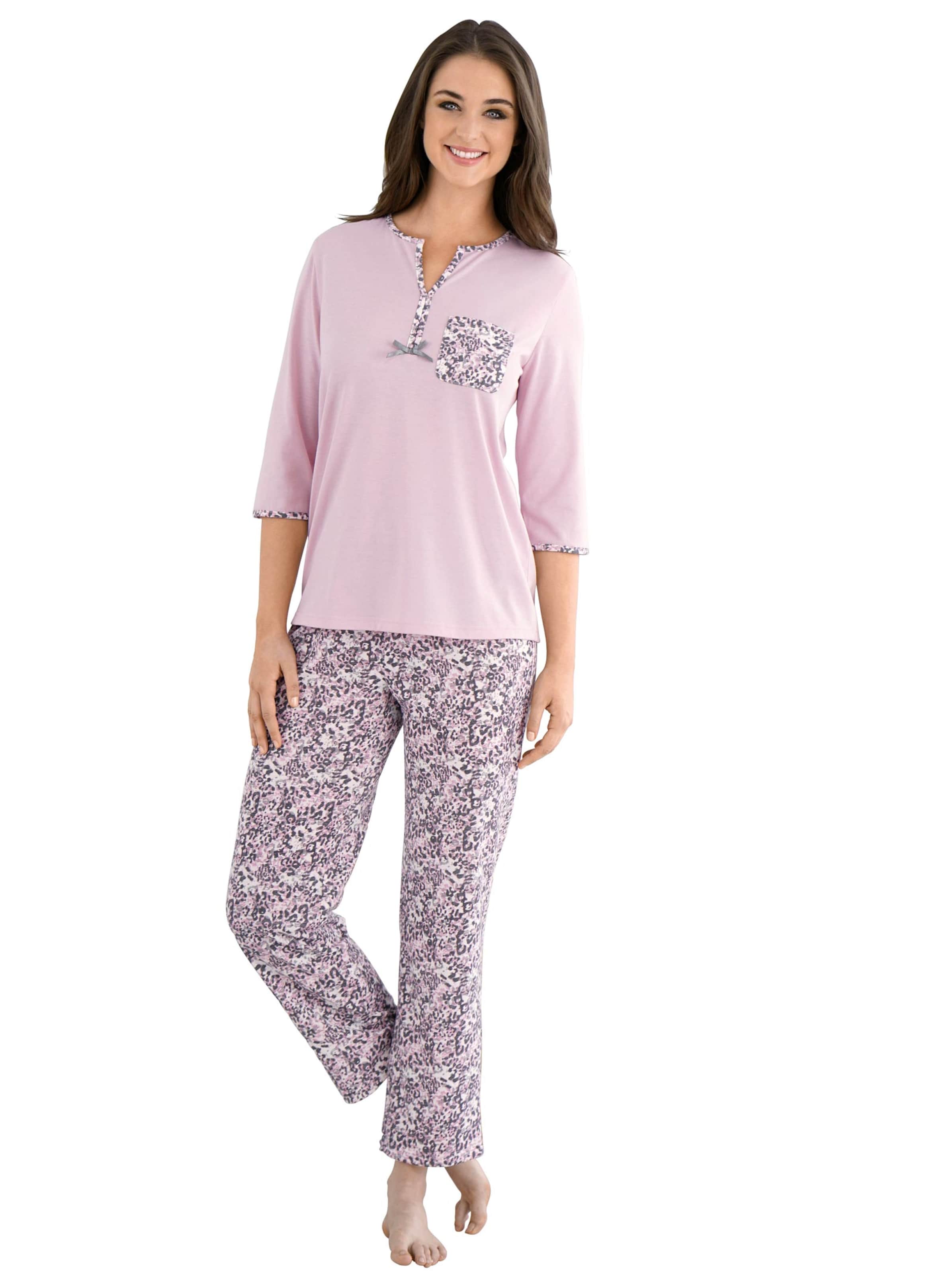 Schlafanzug - rosé-grau-bedruckt