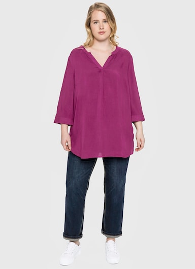 sheego Tunika mit dekorativer Falte - magenta