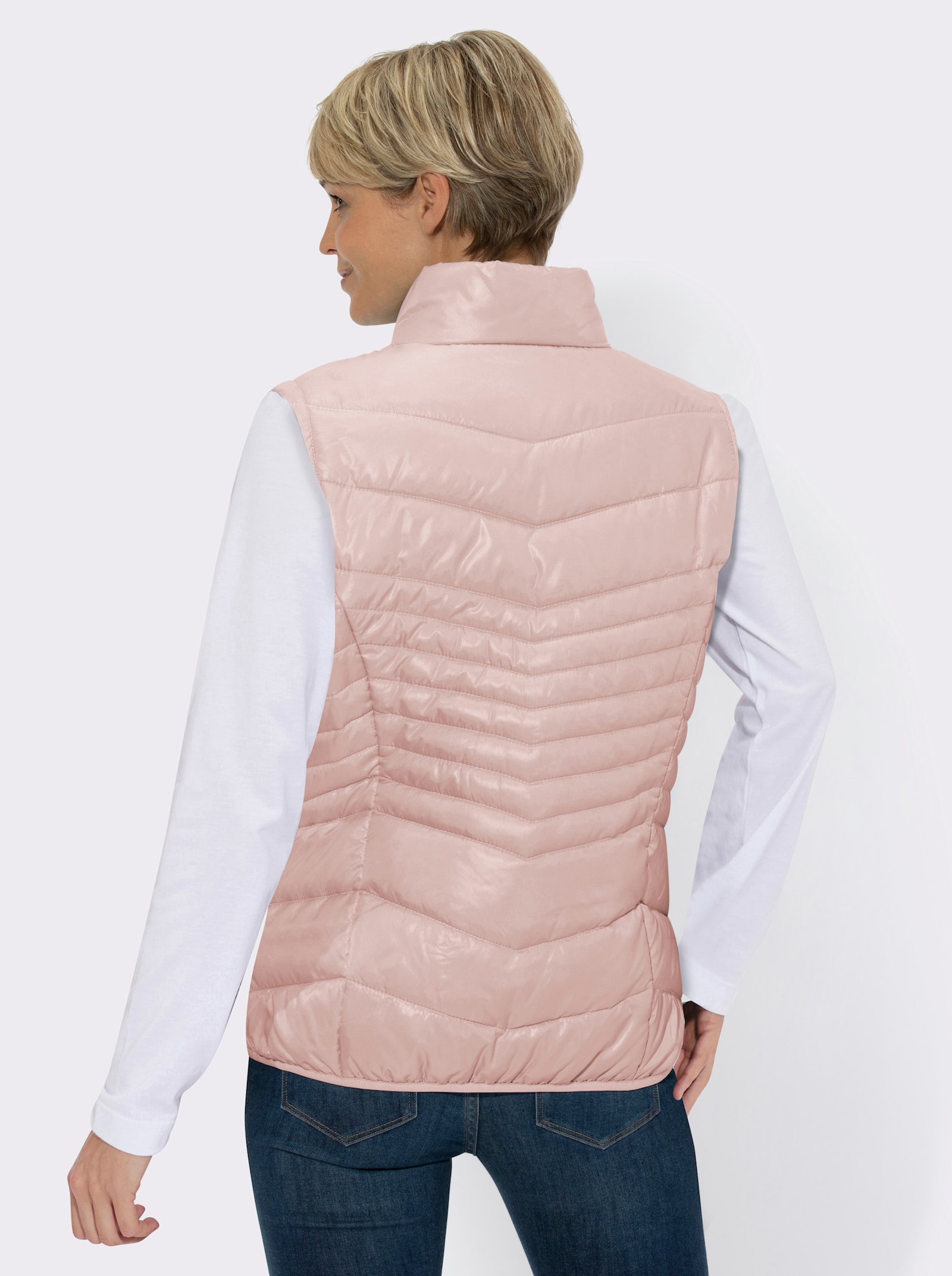 Steppjacke mit abzippbaren Ärmeln - puder