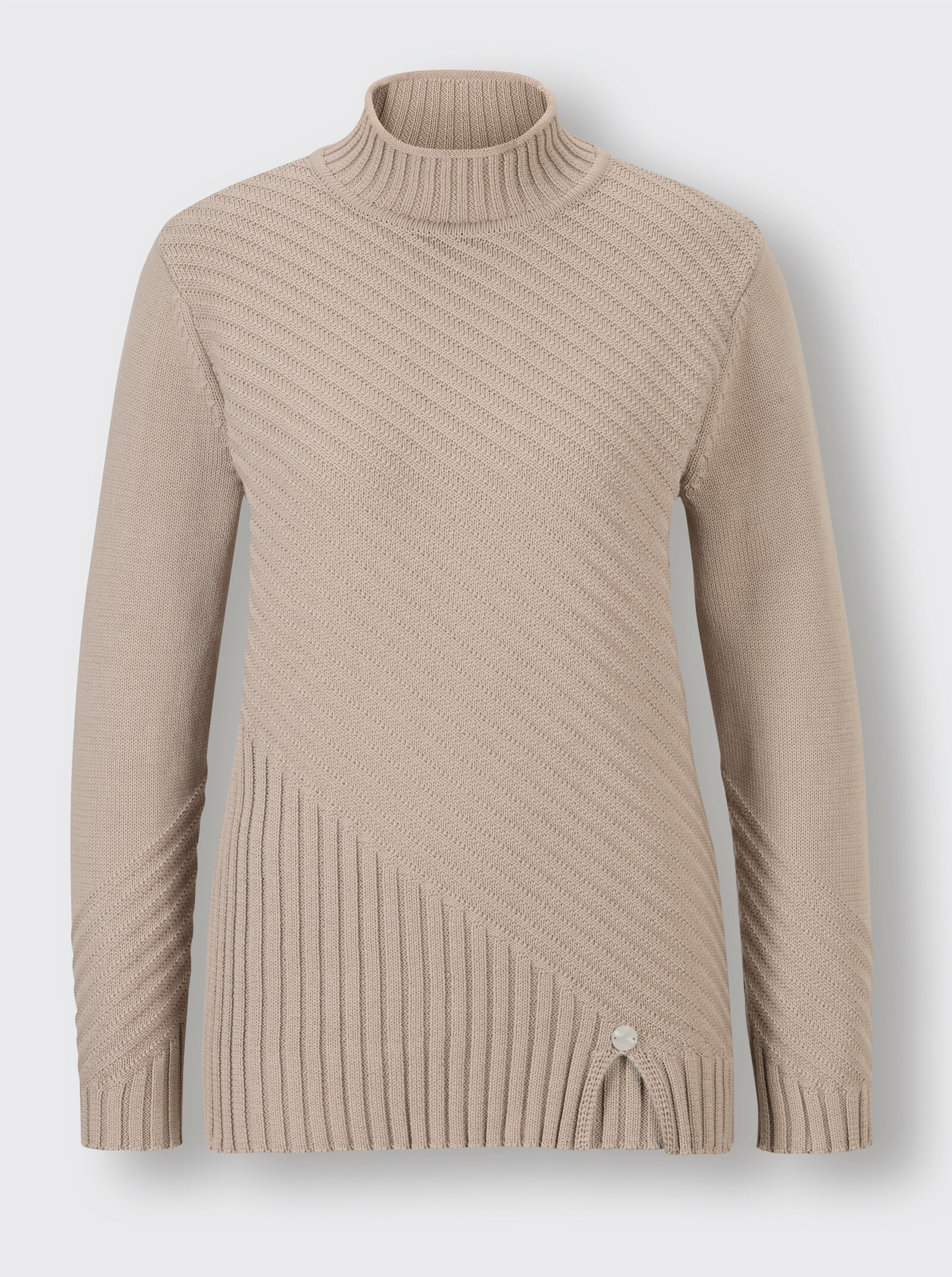 CREATION L PREMIUM Stehkragenpullover Schlitz am Saum - sesam