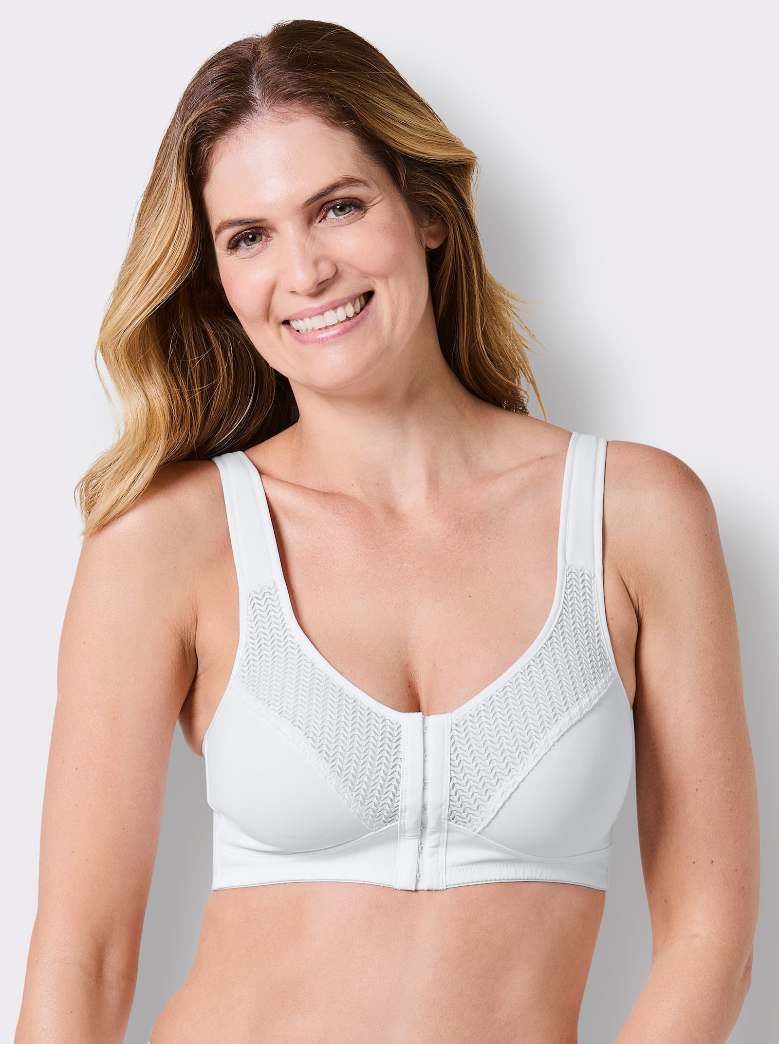 wäschepur Vorderverschluss-BH ohne Bügel - weiß