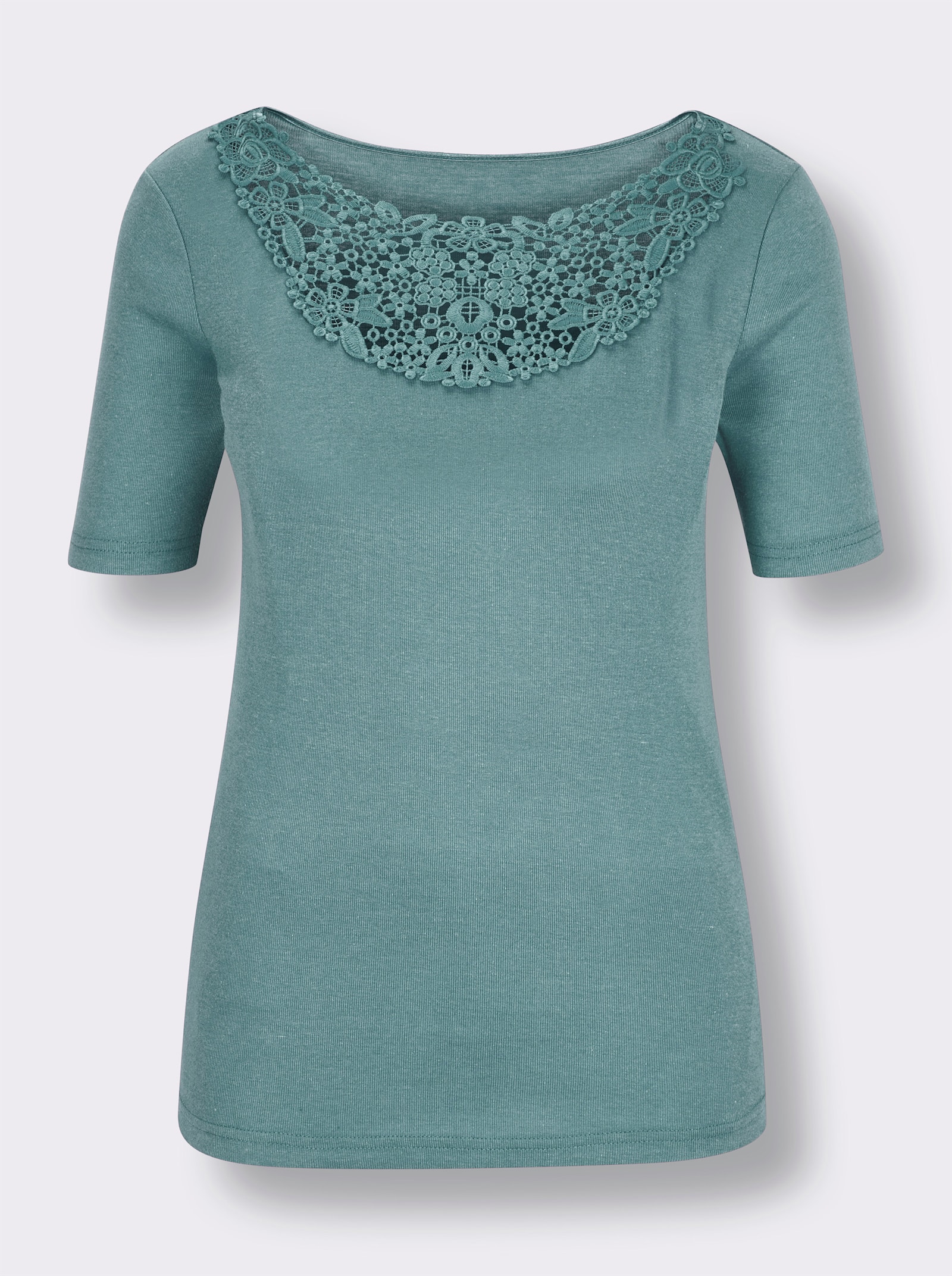 wäschepur Blazershirt met bloemenkant - jade