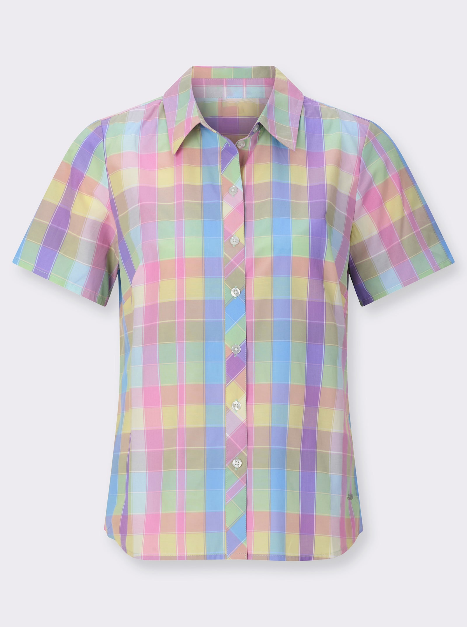 Karobluse mit Brustabnähern - orchidee-zitrone-kariert