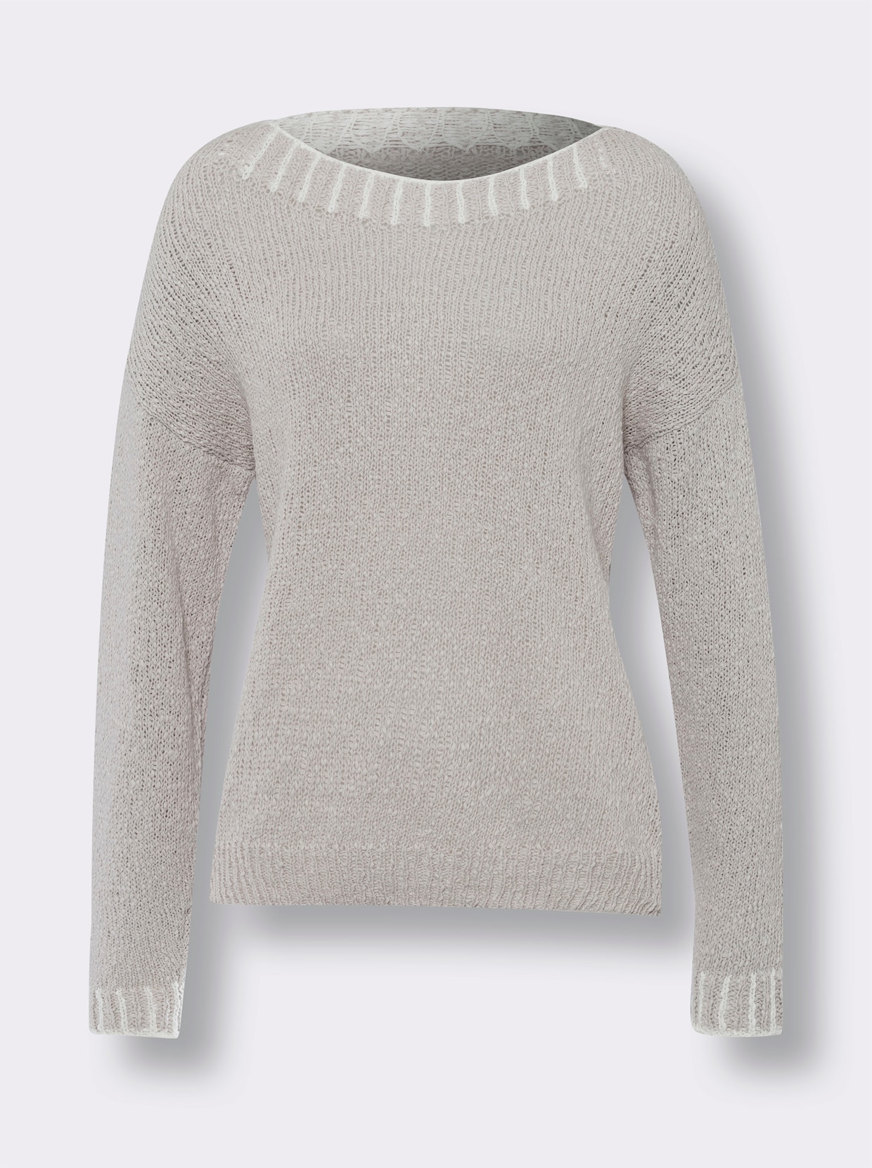 heine Pull col rond - gris clair-blanc