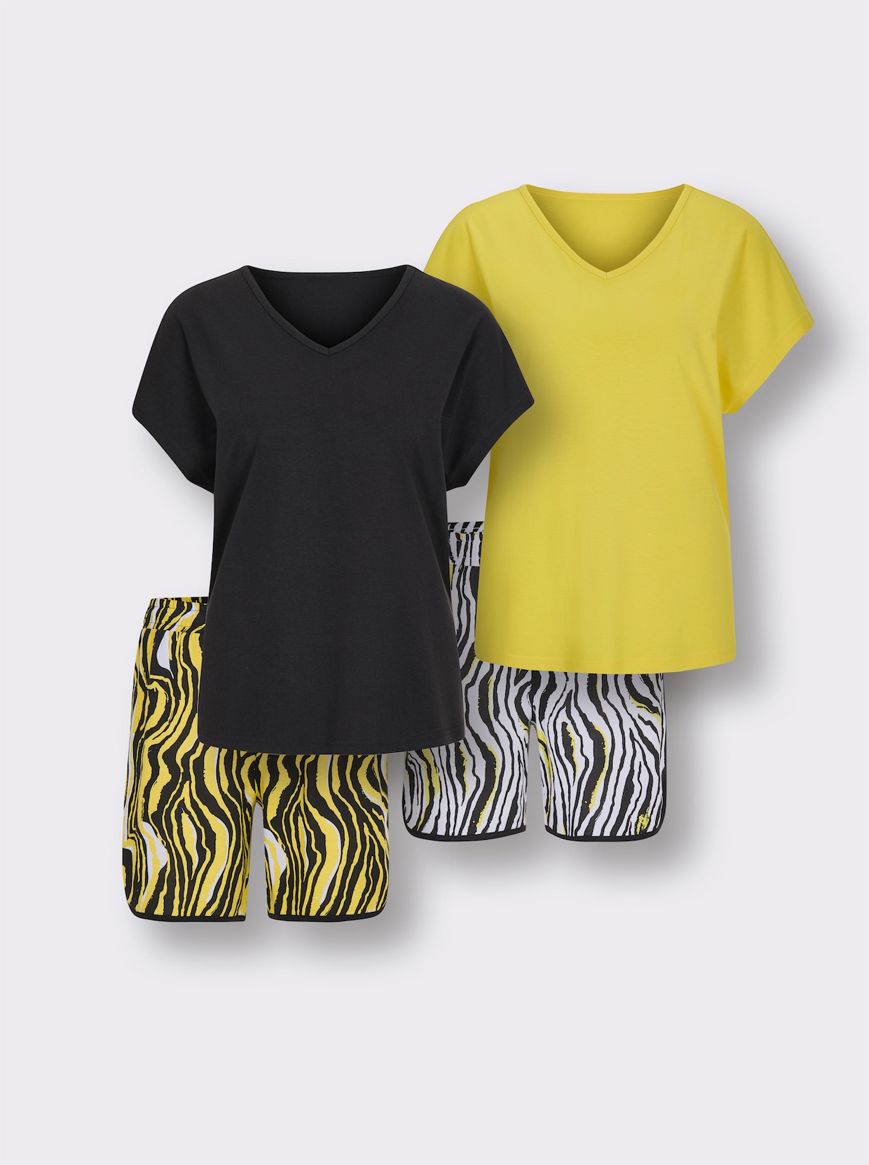 wäschepur Shortys - limone-schwarz + schwarz-weiß