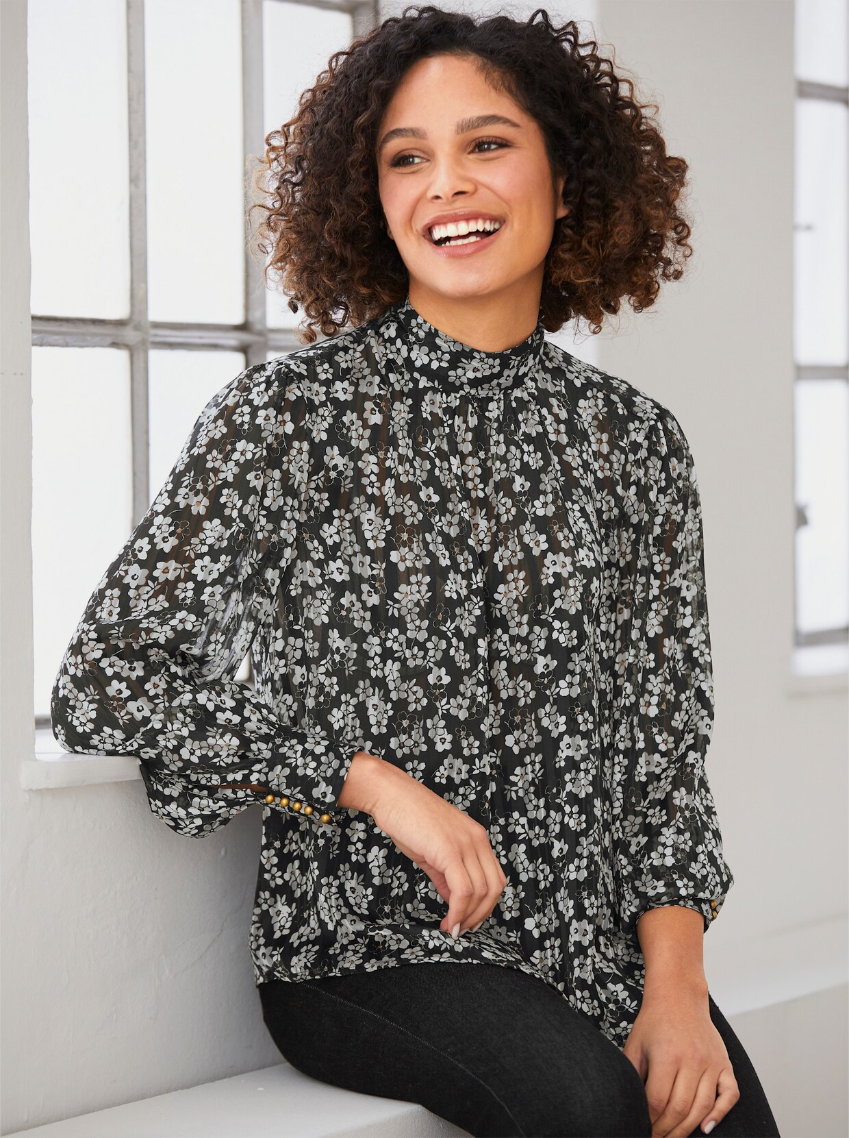 heine Druckbluse - ecru-bedruckt