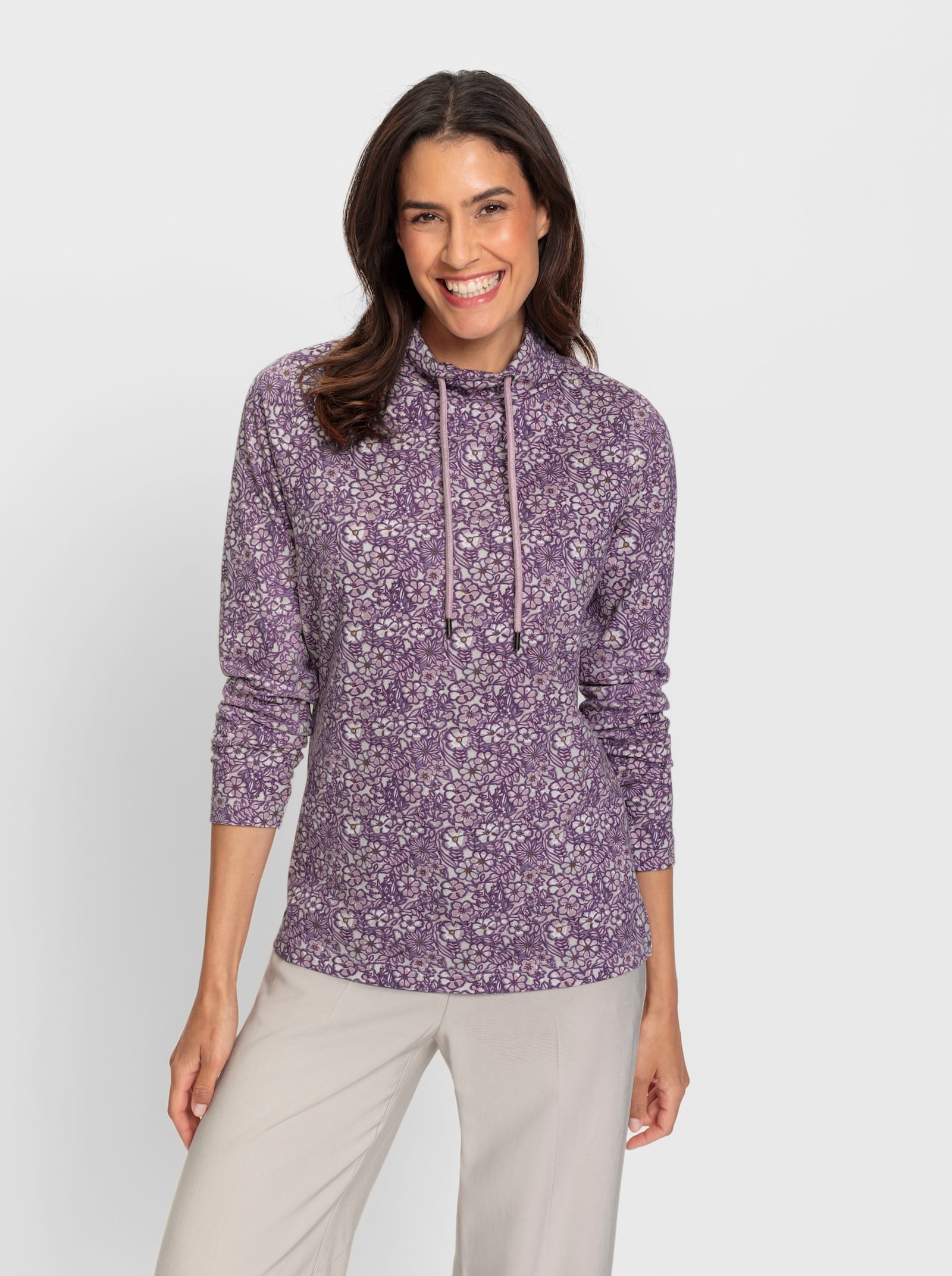 Print-Shirt mit Tunnelzug - feige-mauve-bedruckt