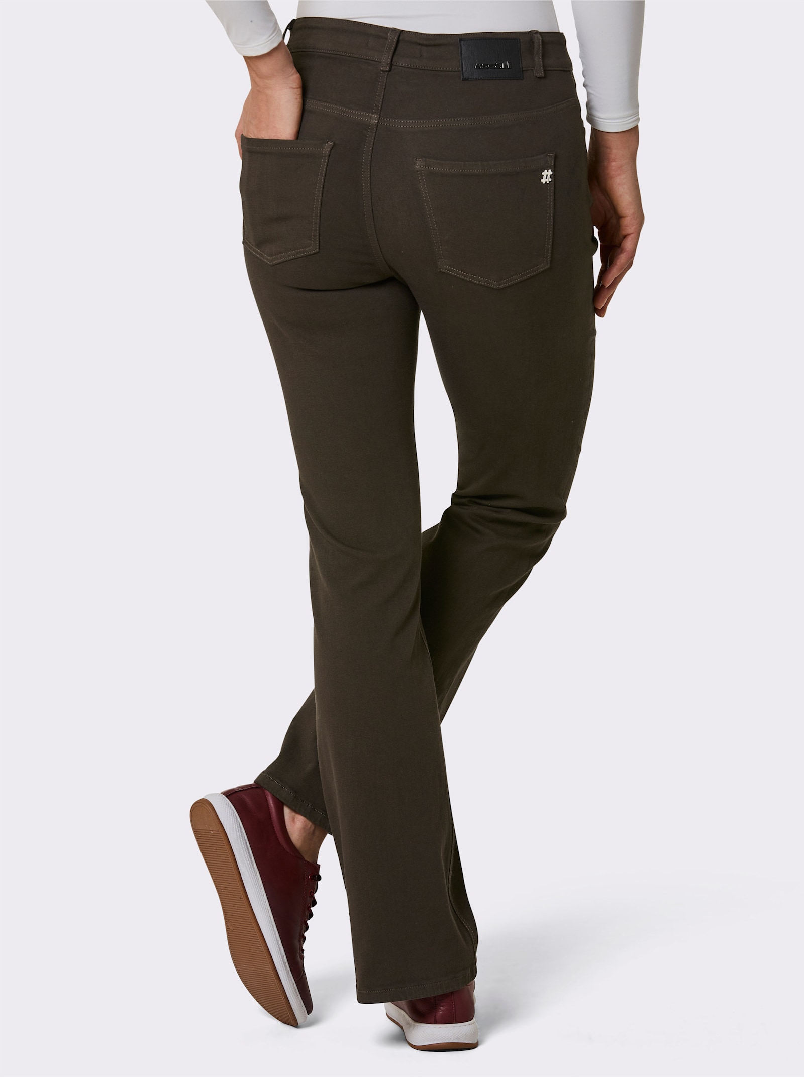 Ascari Stretch-Jeans mit weitem Bein - schoko