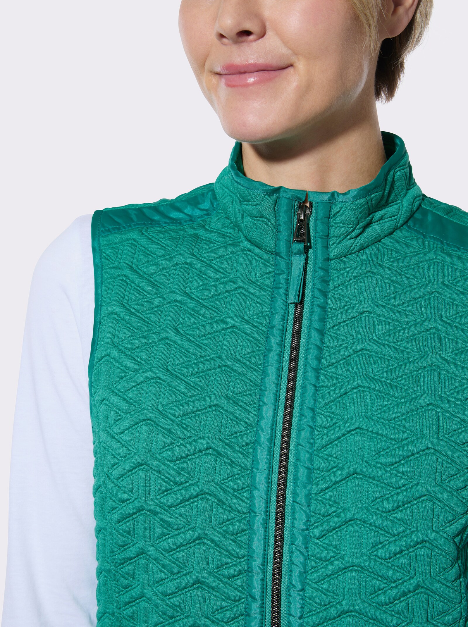 Jerseyweste mit Jacquardmuster - smaragd