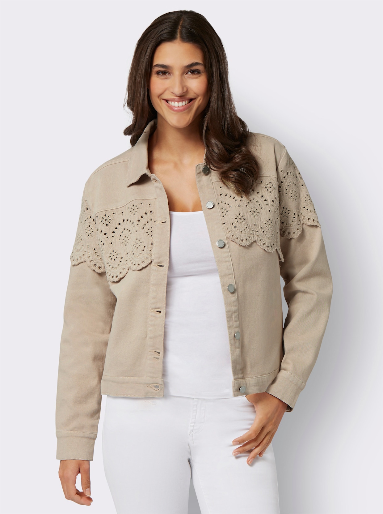 Jeansjacke - beige